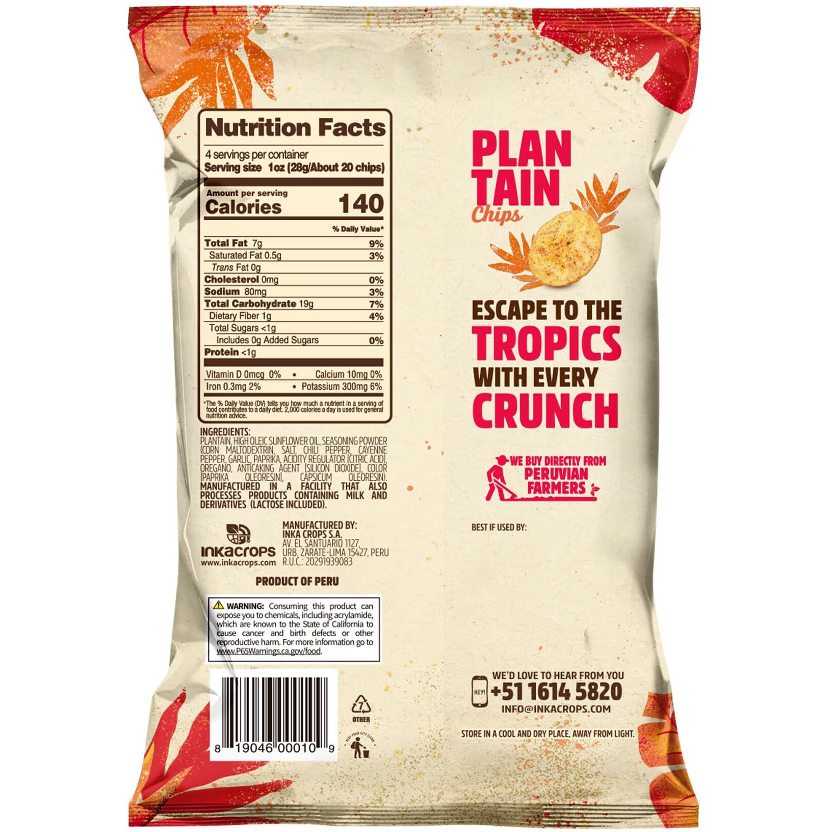 Inka Crops Inka Chips- Chile Picante Plantain Chips, 4 Ounce (Pack Of 2)