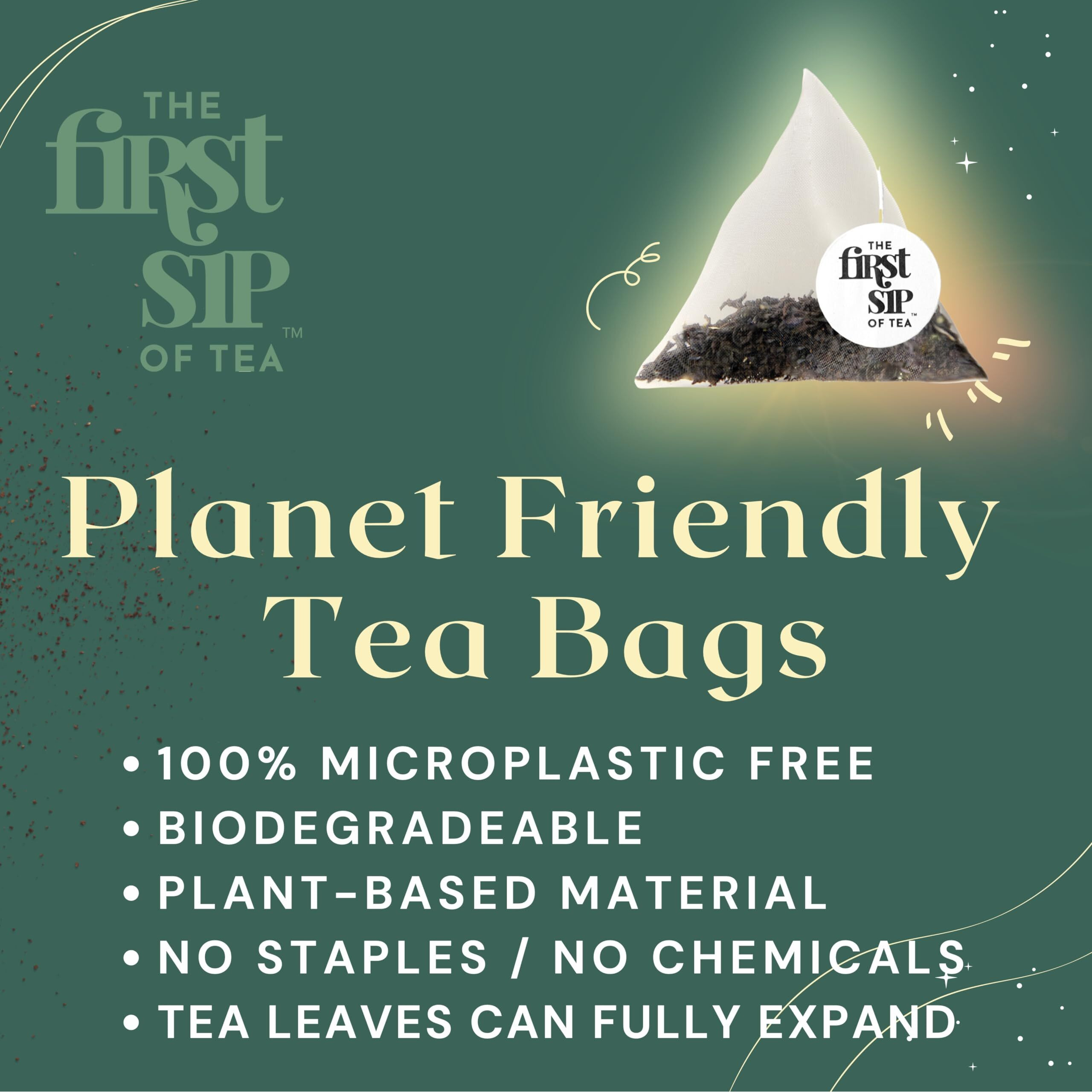 Almond Chocolate Green Tea, Pyramid Sachet Tea Bags, Dark Chocolate & Almond, Caffeinated, Hot & Iced Tea - 16 Cups | The Spice Hut, First Sip Of Tea