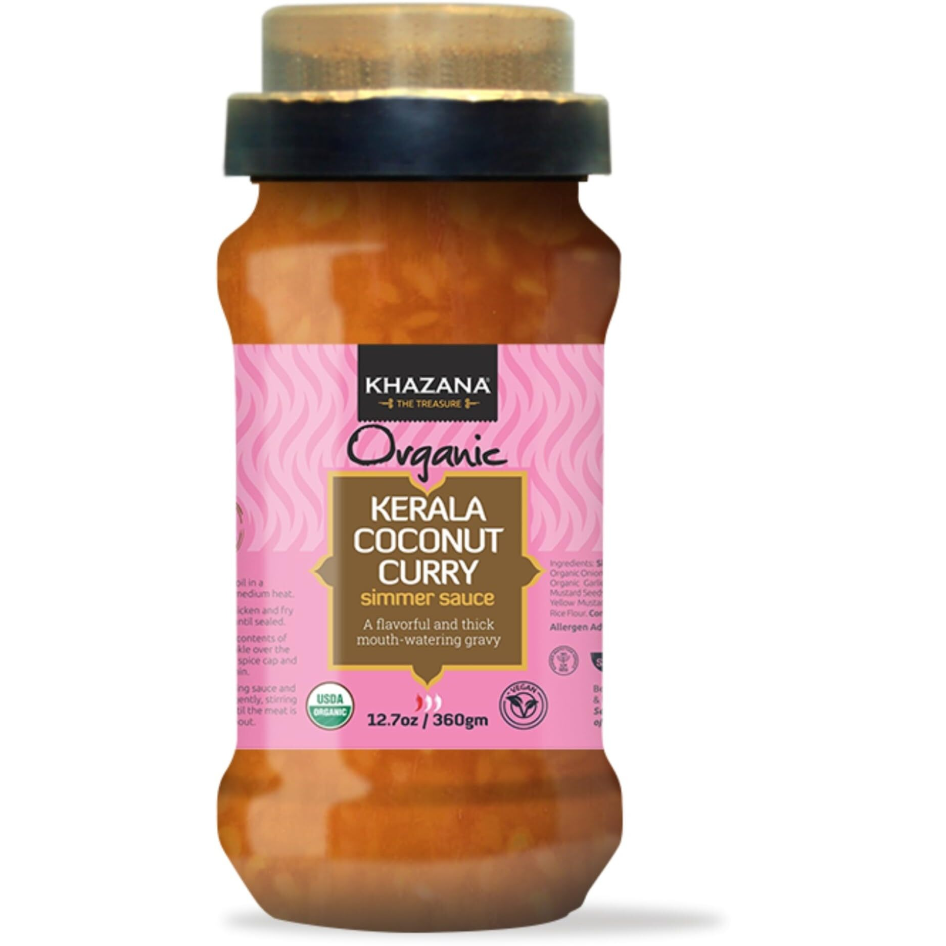 Khazana Organic Kerala Coconut Curry Indian Simmer Sauce - 12.7Oz Jars | Non-Gmo, Vegan, Gluten Free, Kosher | Authentic Indian Meals Made Easy At Home