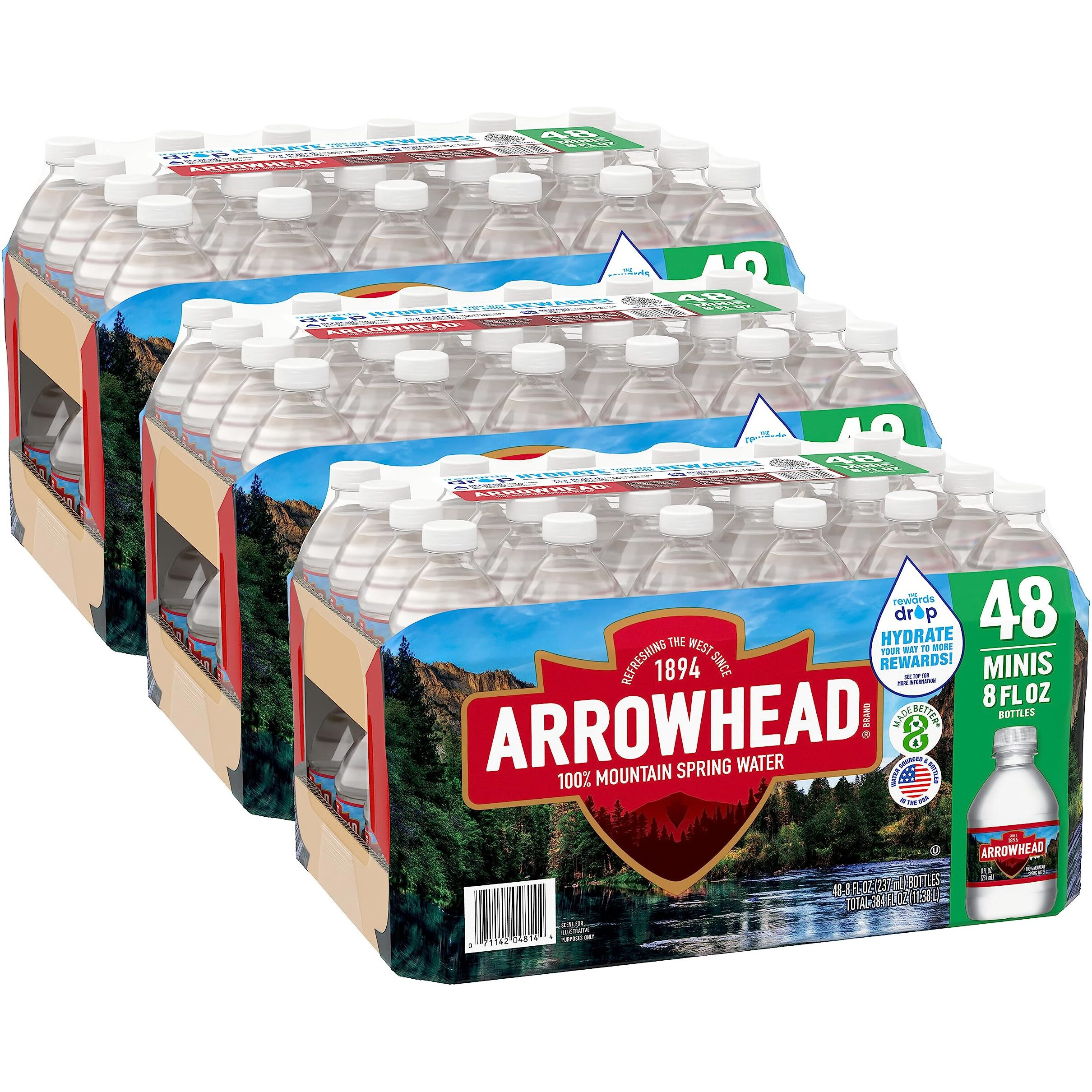 Arrowhead Spring Water Case Bundles (8 Oz. Bottles - Case Of 48 - 3 Cases), 8 Fl Oz (Pack Of 96)