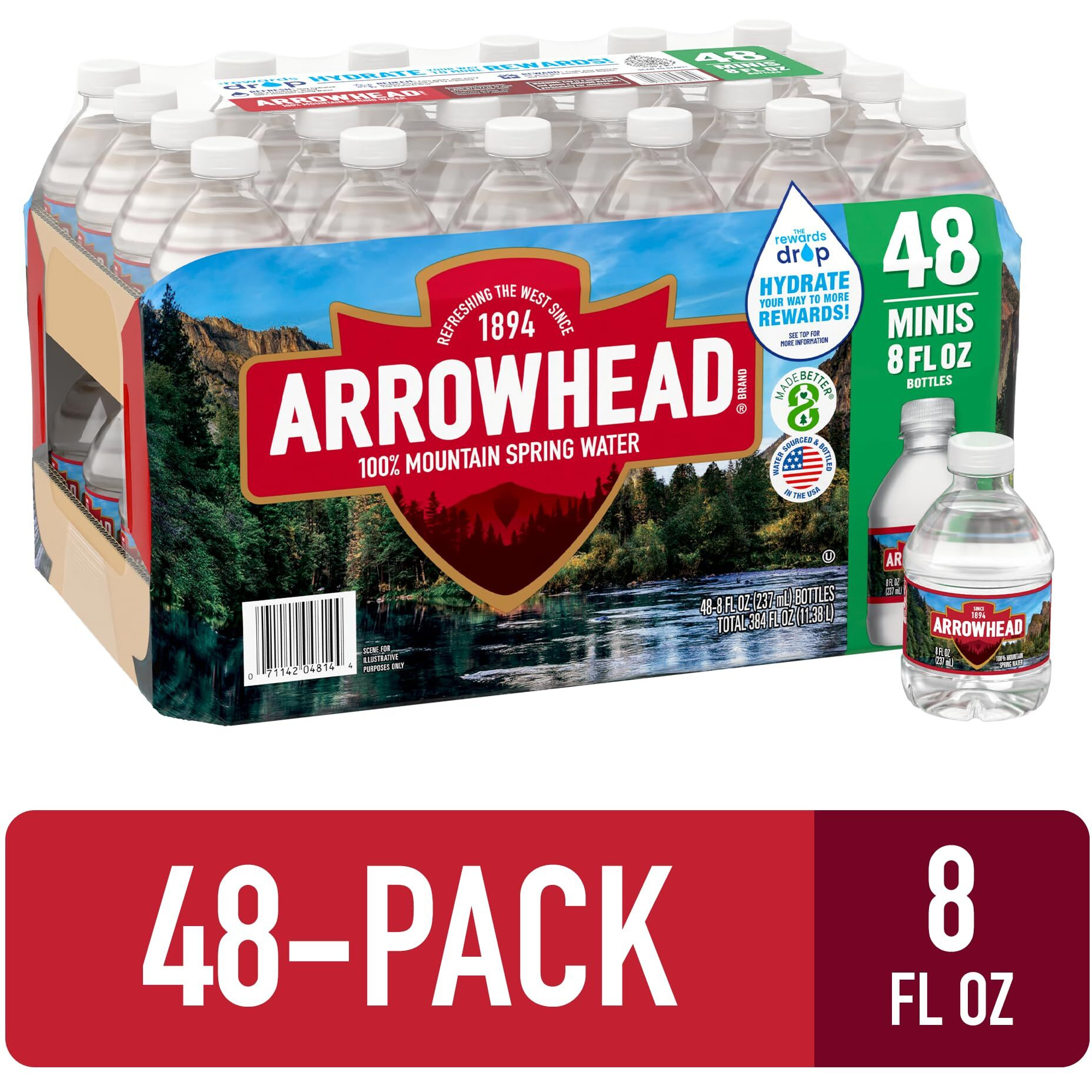 Arrowhead Spring Water Case Bundles (8 Oz. Bottles - Case Of 48 - 3 Cases), 8 Fl Oz (Pack Of 96)
