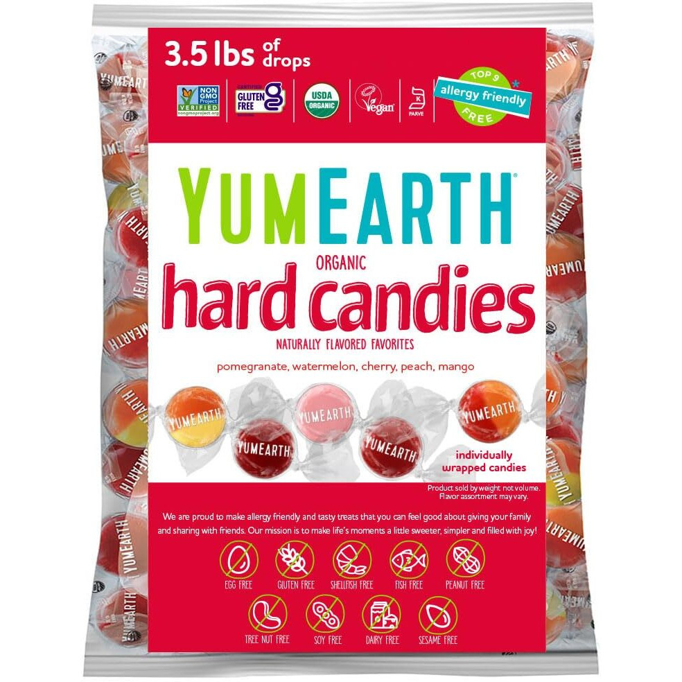 Yumearth Organic Fruit Drops Variety Pack - Fruit Flavored Natural Hard Candy, Fruit Candy For Kids - Allergy Friendly, Non Gmo, Gluten Free, Vegan - Assorted Flavors, 56 Ounce (Packaging May Vary)