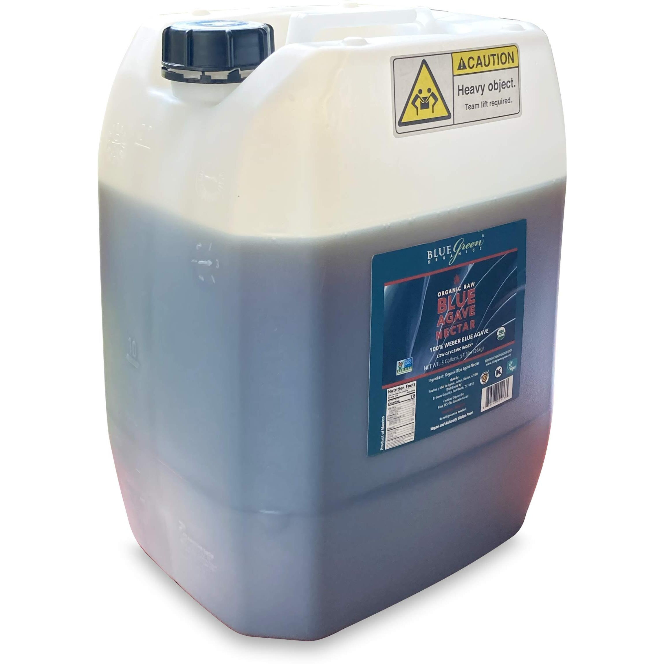 Blue Green Organics, Agave Syrup, Agave, Gluten Free, Organic, Sweetener, Cakes, Coffees, Pancakes Or Any Baked Good, Family-Friendly, For Restaurants, Sugar Substitute, Raw, 57.3 Lb