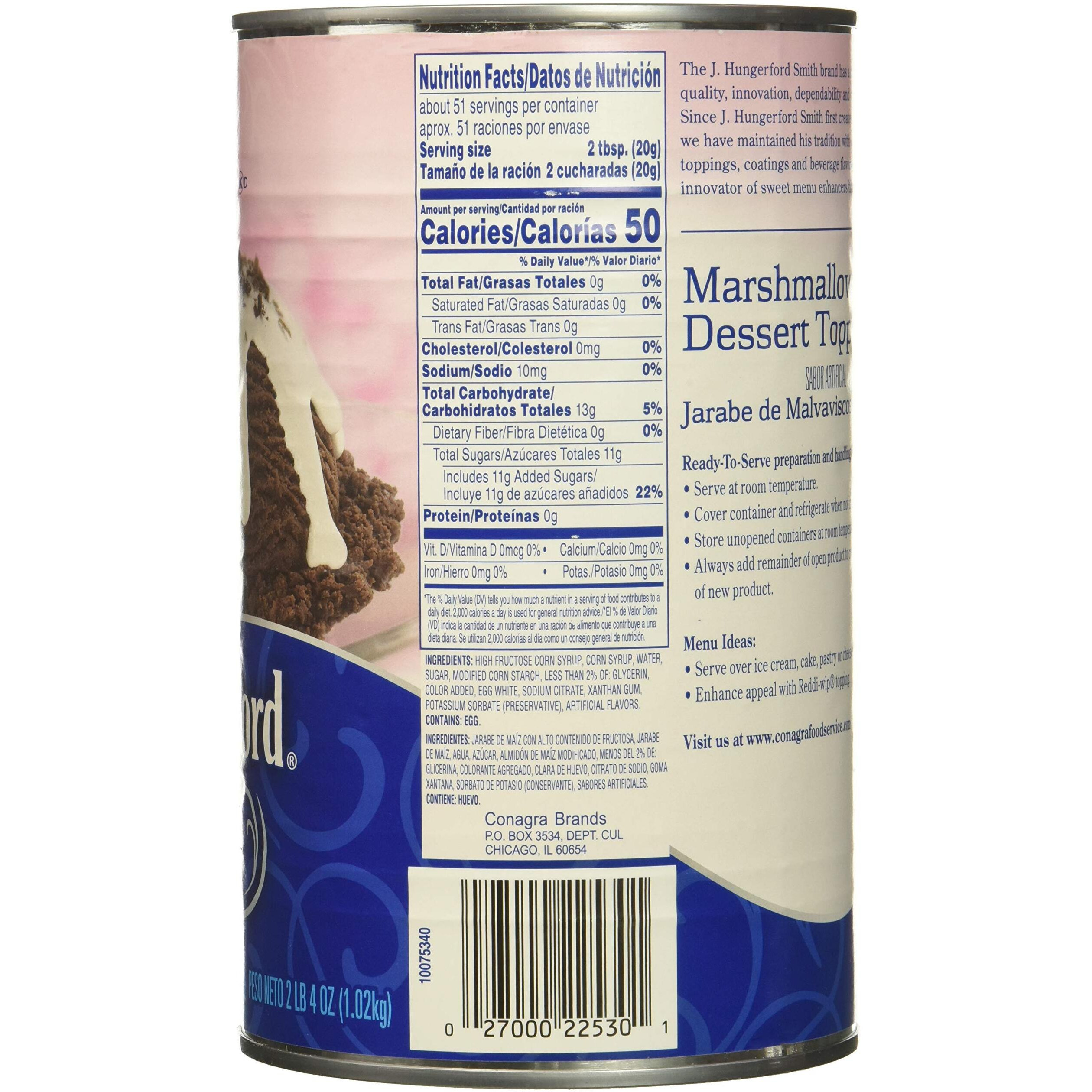 J Hungerford Smith Marshmallow Dessert Topping, 36 Ounce (Pack Of 6)