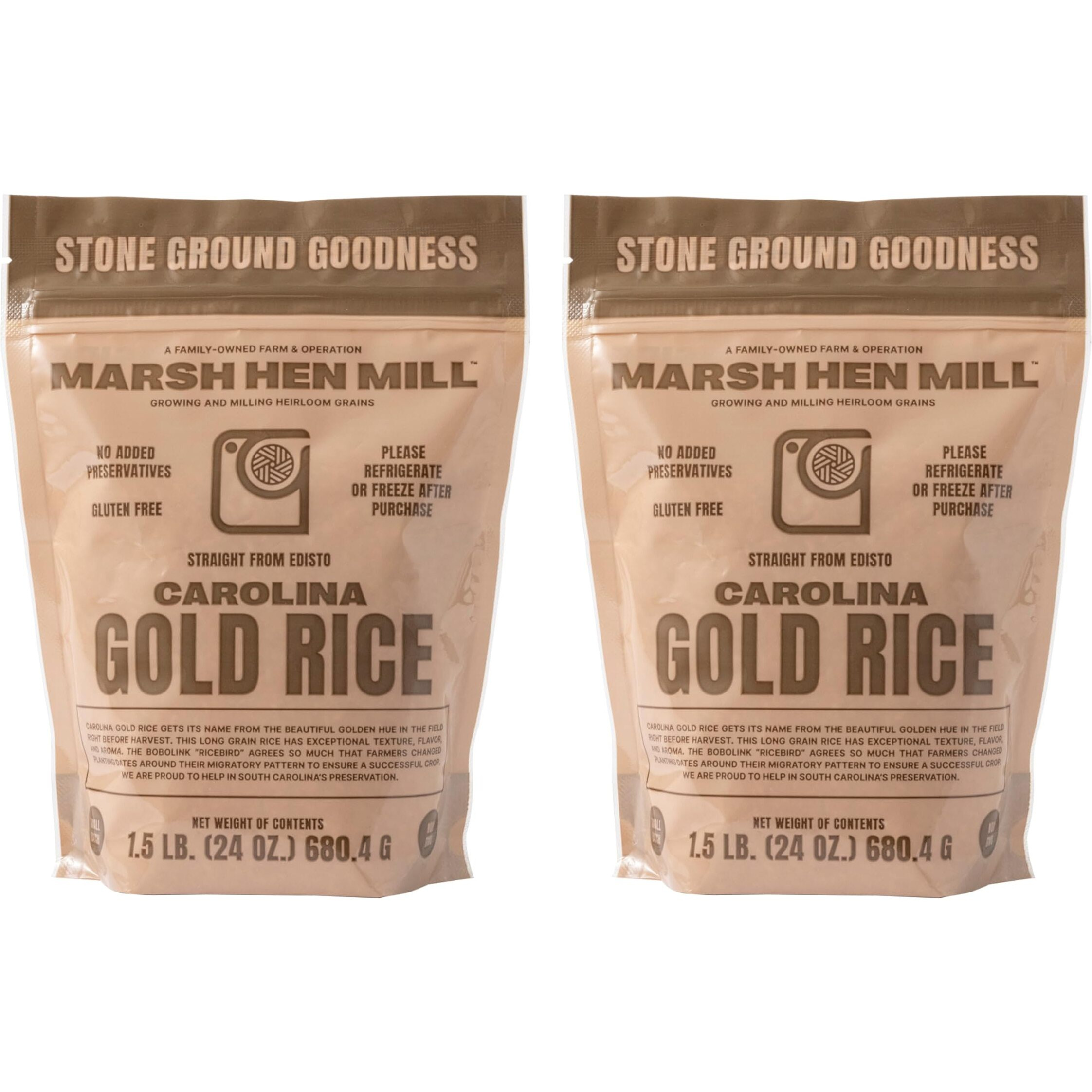 Marsh Hen Mill Carolina Gold Rice Pure Long Grain White Rice With Exceptional Aroma Flavor & Texture Nutty Almond & Floral Notes Ideal For Home Cooks & Chefs Premium Quality Non Gmo 24 Oz Pack Of 2