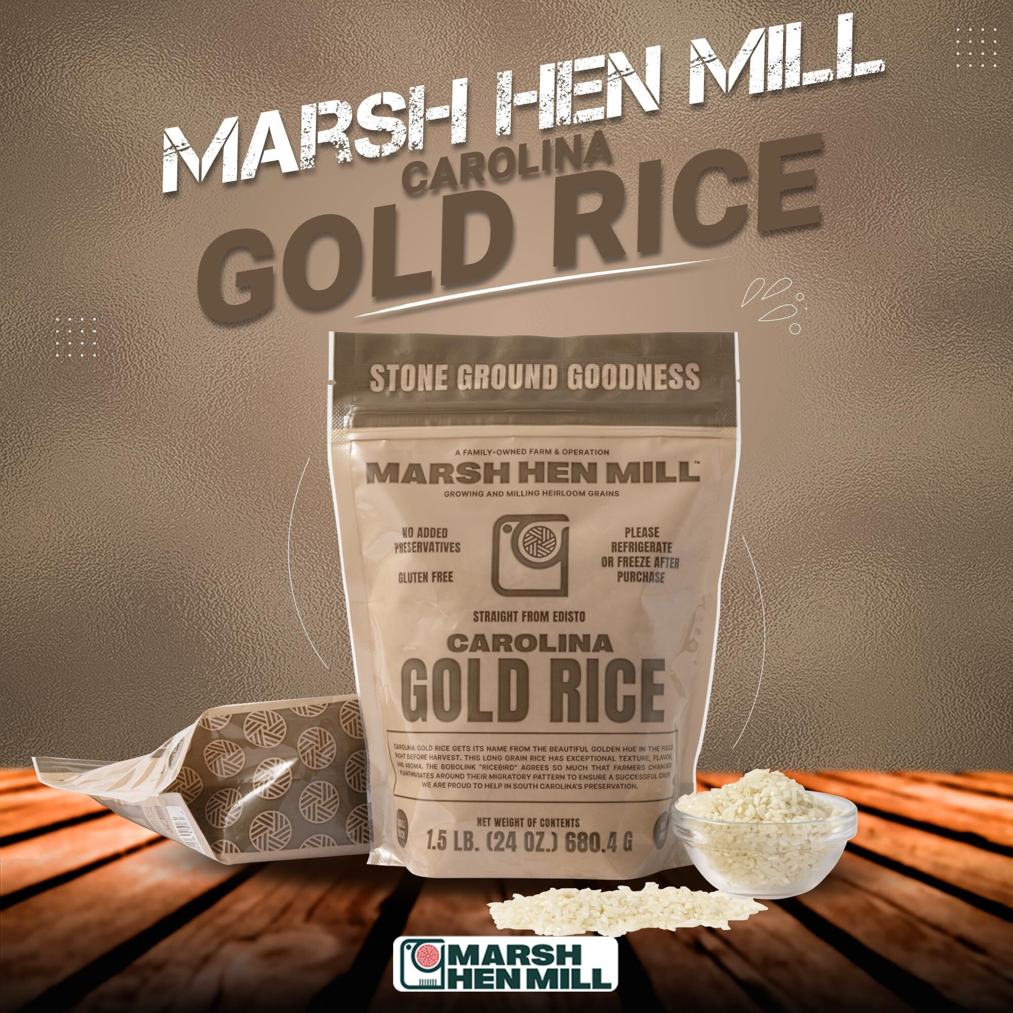 Marsh Hen Mill Carolina Gold Rice Pure Long Grain White Rice With Exceptional Aroma Flavor & Texture Nutty Almond & Floral Notes Ideal For Home Cooks & Chefs Premium Quality Non Gmo 24 Oz Pack Of 2