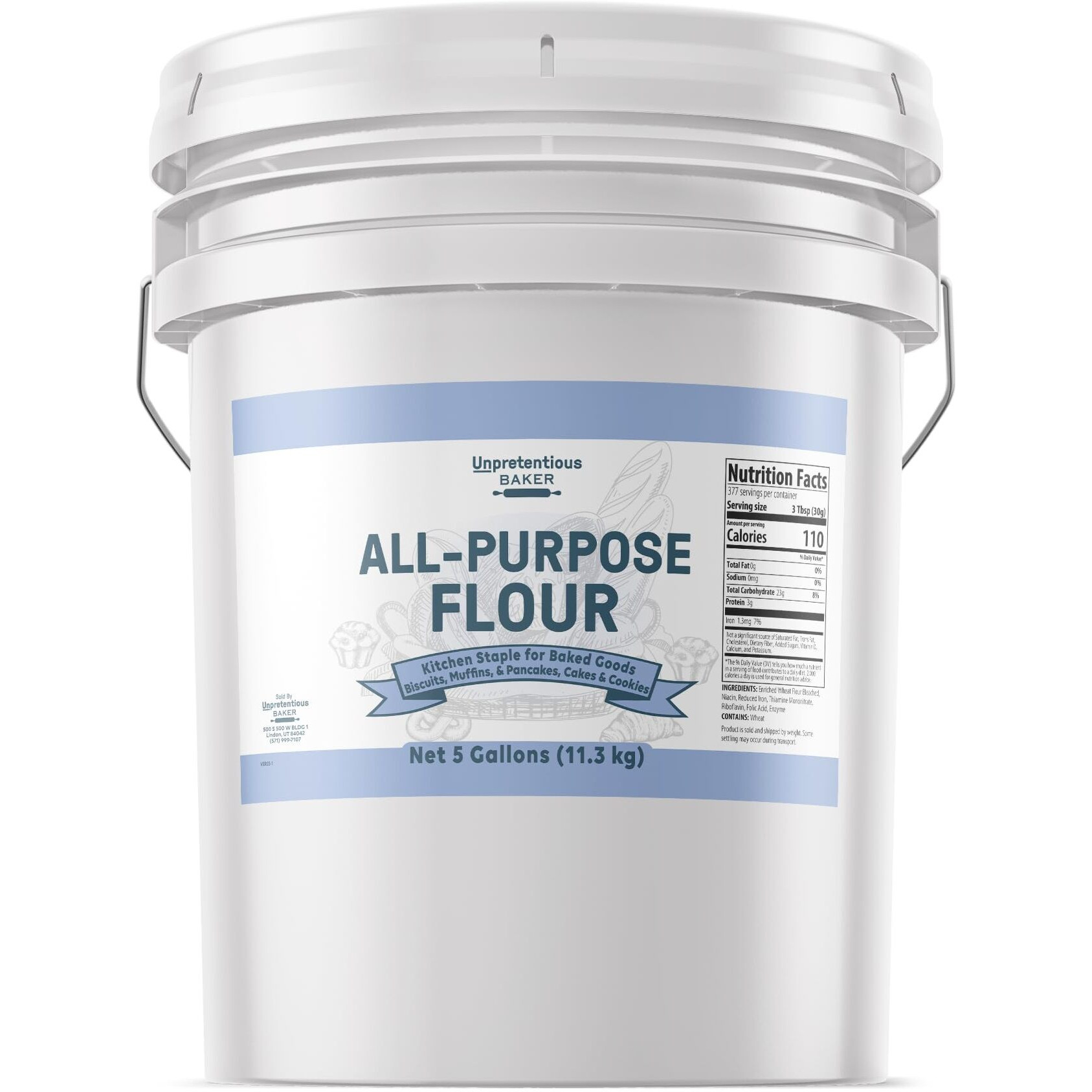 Unpretentious All Purpose Flour, 5 Gallon Bucket, Versatile Kitchen Staple, Food Storage