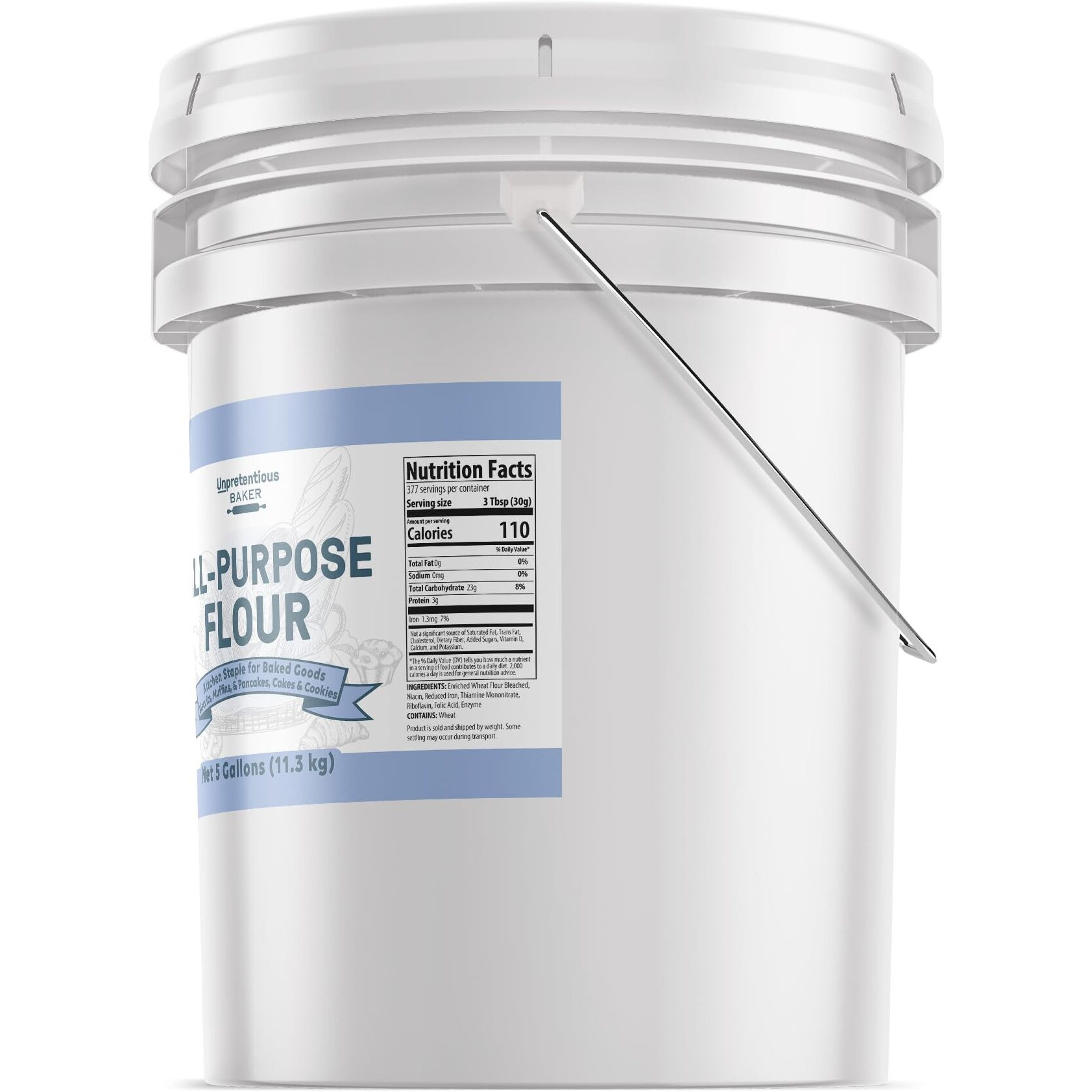 Unpretentious All Purpose Flour, 5 Gallon Bucket, Versatile Kitchen Staple, Food Storage