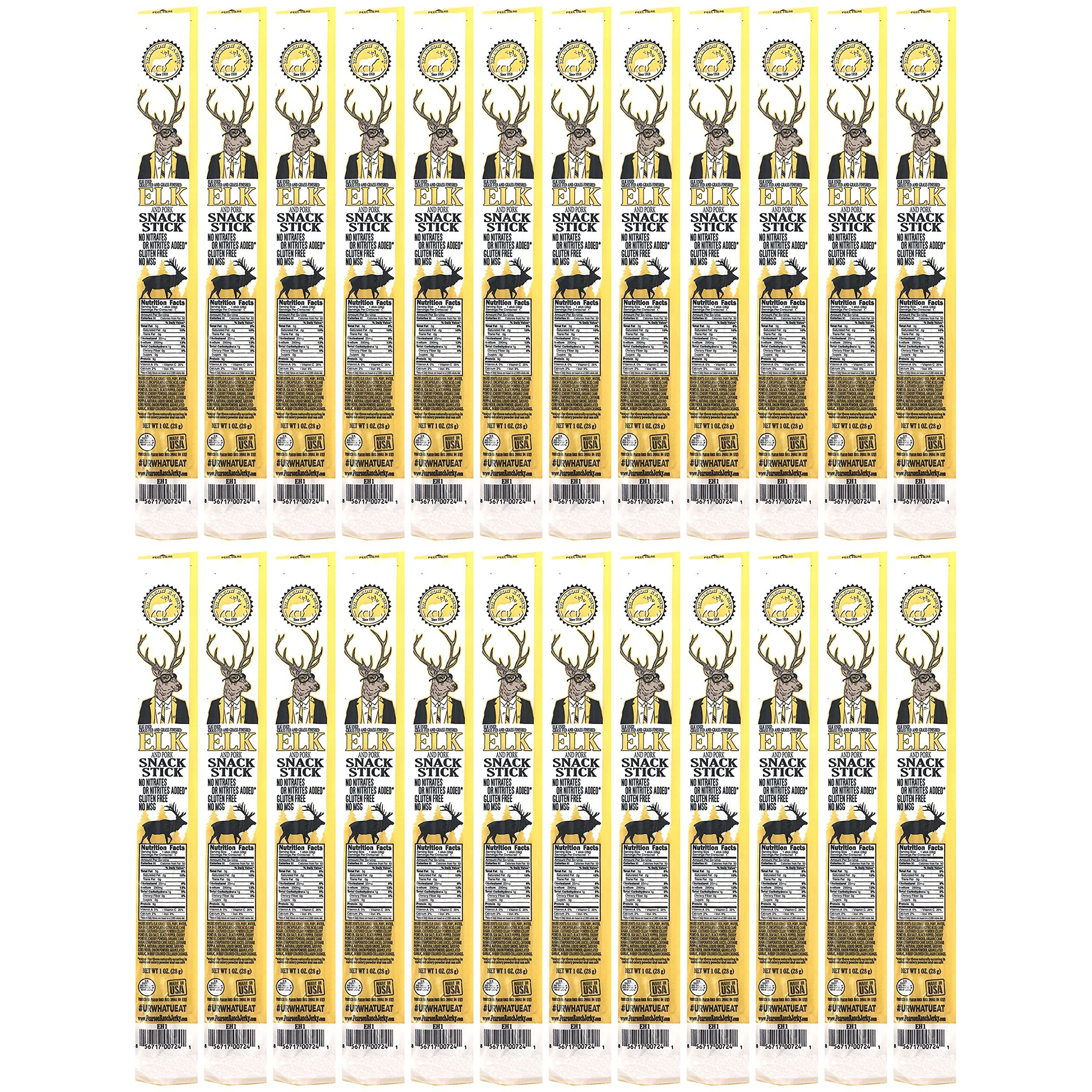 Pearson Ranch Since 1959 Elk Meat Sticks Pack Of 24 1Oz Elk Jerky Sticks Exotic Meat, Low-Carb, Gluten-Free, Msg-Free, High-Protein, Low-Fat, Paleo And Keto Friendly