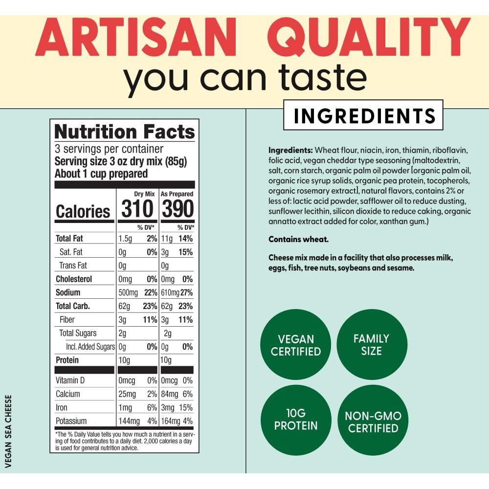 Pastabilities Vegan Mac And Cheese For Kids (& Adults) - Under The Sea - Fun Shapes Sea Creatures, Family Size - Serves 4, Certified Non Gmo Pasta And Cheese Mix, Made In The Usa, (6 Pack, 9 Oz)