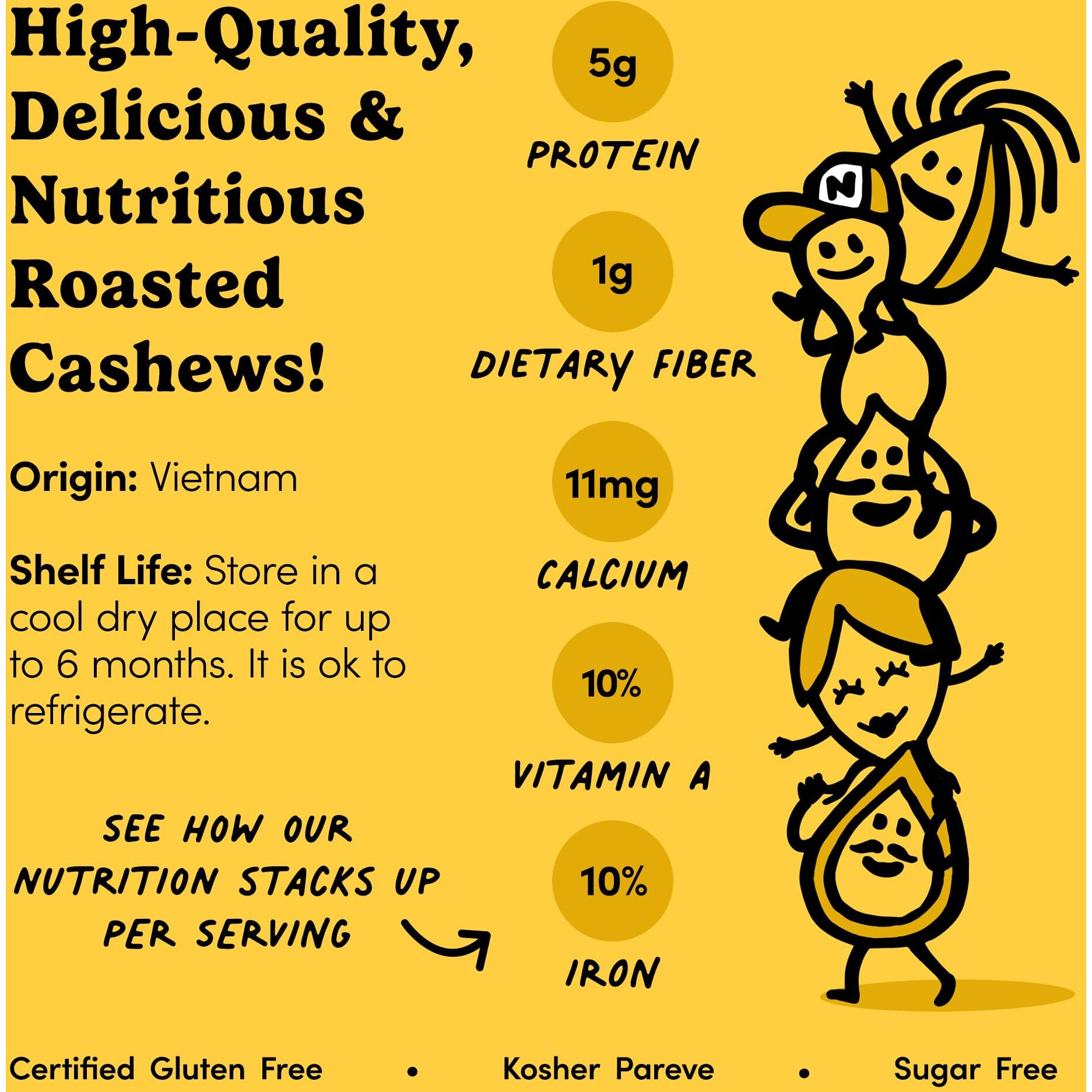 Nuts.Com - Roasted Cashews (Salted Single Serve) - Creamy & Savory Flavor, Healthy Snack For Adults & Kids, Good Source Of Protein, Fiber, Calcium, Iron & Healthy Fats - Vegan & Gluten-Free - 24 Pack
