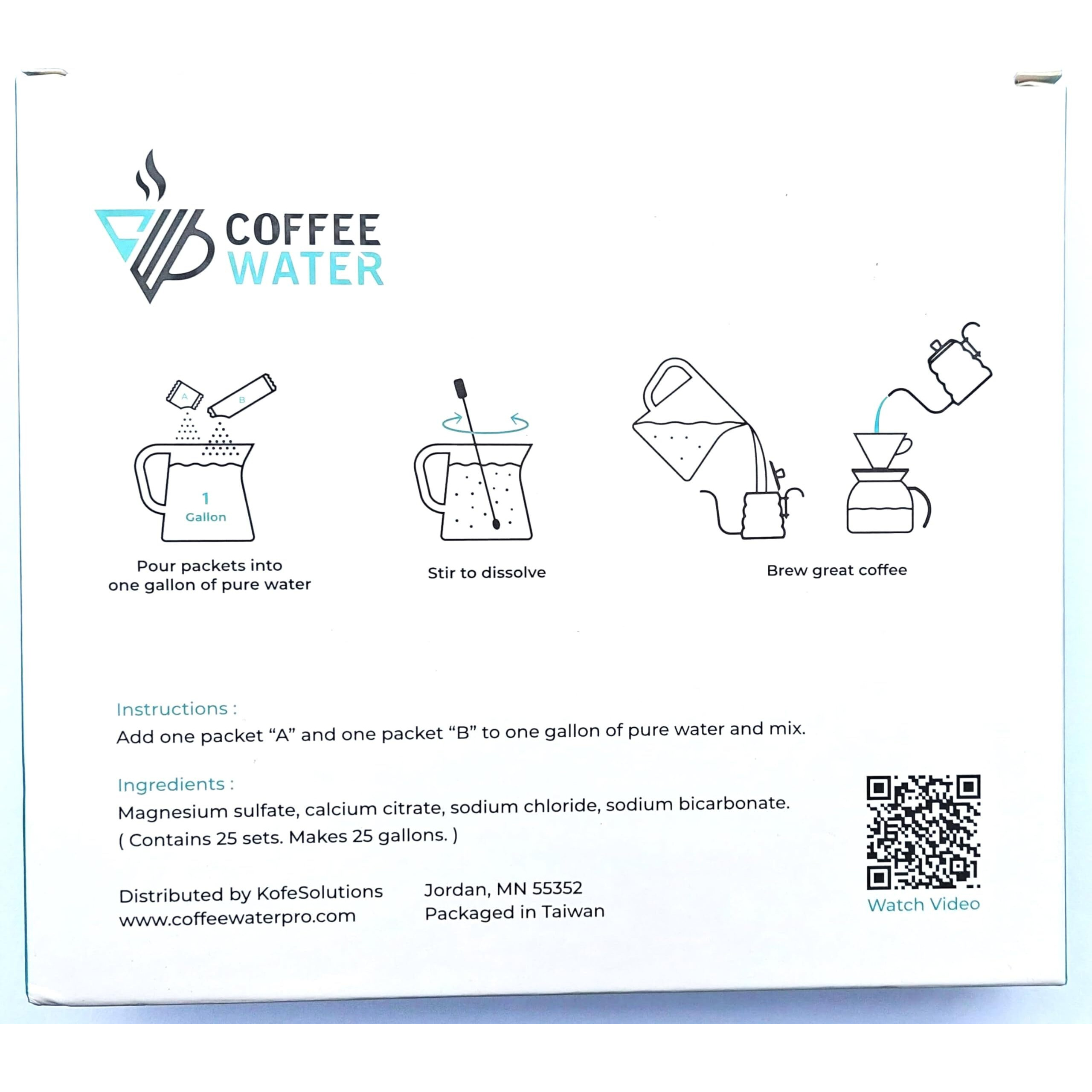 Coffee Water Mineral Packs For Making Water For Coffee (Makes 25 Gallons)