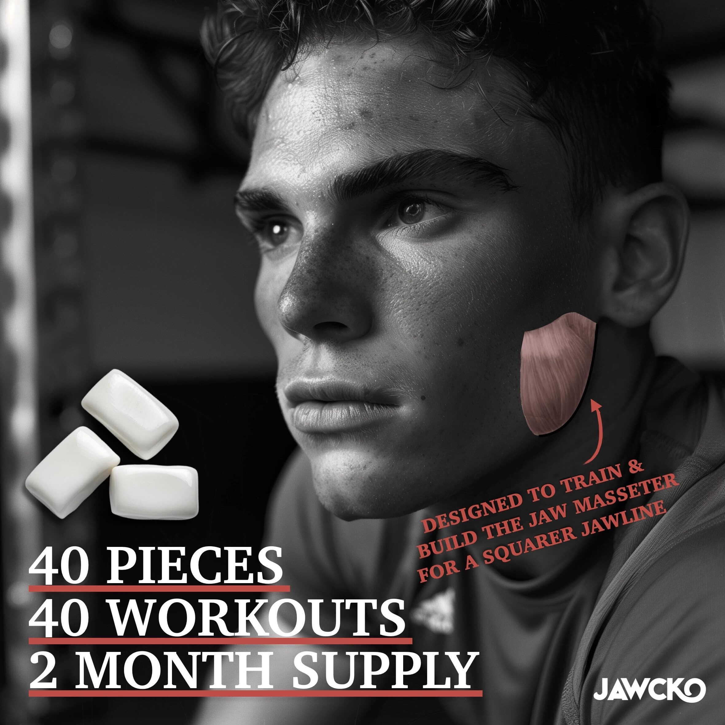 Jawcko Ultra-Tough Jawline Chewing Gum | Get A Stronger, Squarer Jawline | 15X Harder Than Other Gum | Cinnamon Jaw Training Hard Gum | Chisel, Sculpt, & Tone Your Jaw | Facial Fitness Mewing Gum | 40 Pieces/Pack (3-Pack, Chiseled Cinnamon)