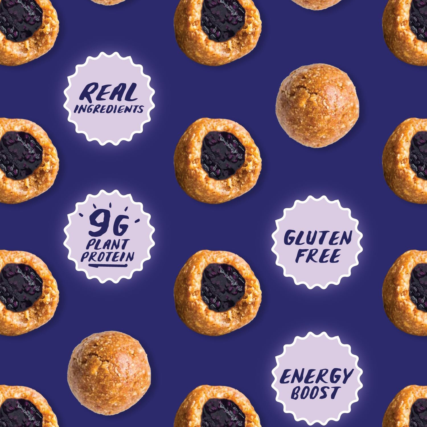 Energy & Protein Packed, Satisfying Gluten-Free Vegan Snack Balls, On-The-Go Convenience - 8 Count Of 5X Balls Each (8 Count Of 5X, Variety Pack) (8-Pack (14.4Oz), Peanut Butter & Grape)