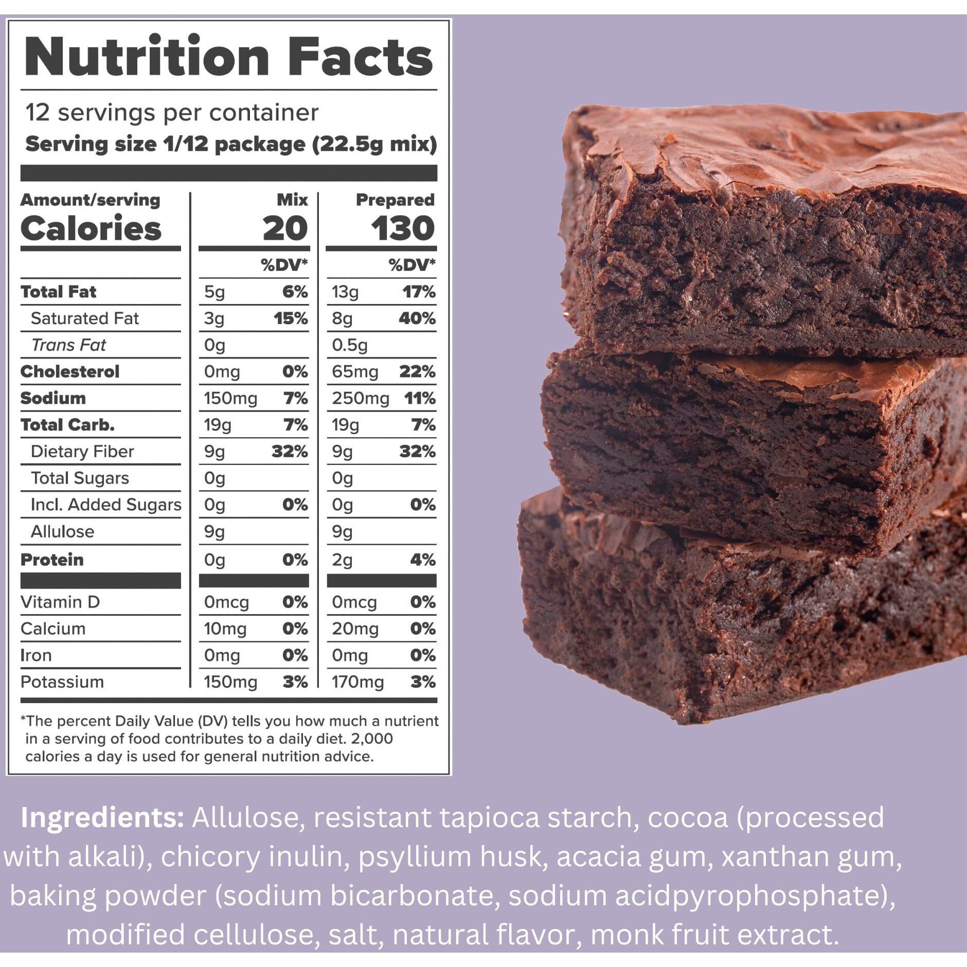 Keto Fudge Brownie Mix - Keto And Gluten Free Brownie Baking Mix - 1G Net Carbs Per Brownie - Sweetened With Allulose - No Erythritol, Easy To Bake - No Nut Flours - No Sugar Alcohols - Non-Gmo - 9.5Oz (Pack Of 1)