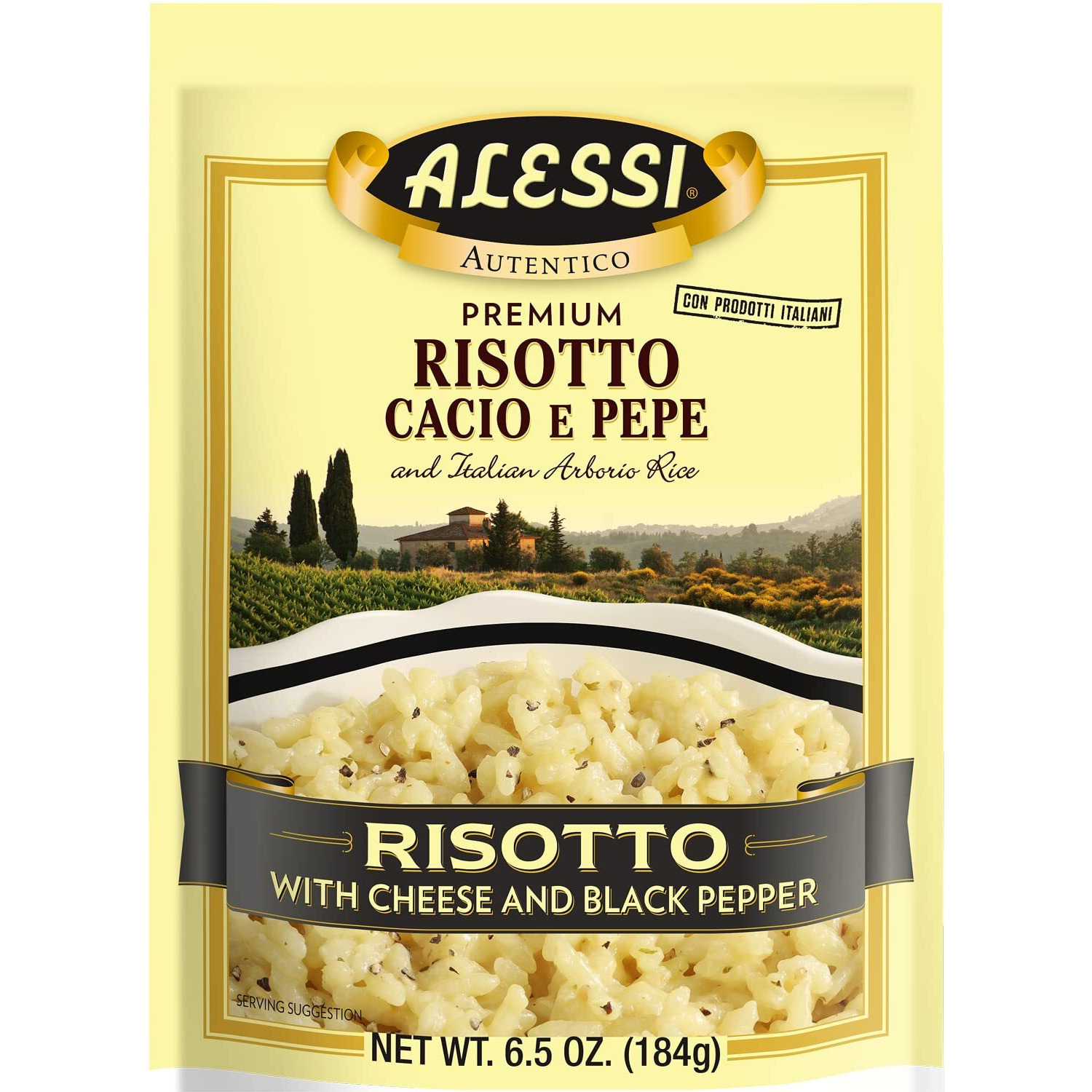 Alessi Autentico, Premium Seasoned Risotto, Italian Arborio Rice, Easy To Prepare, Cacio E Pepe 6.5 Ounce (Cheese & Pepper, Pack Of 6)