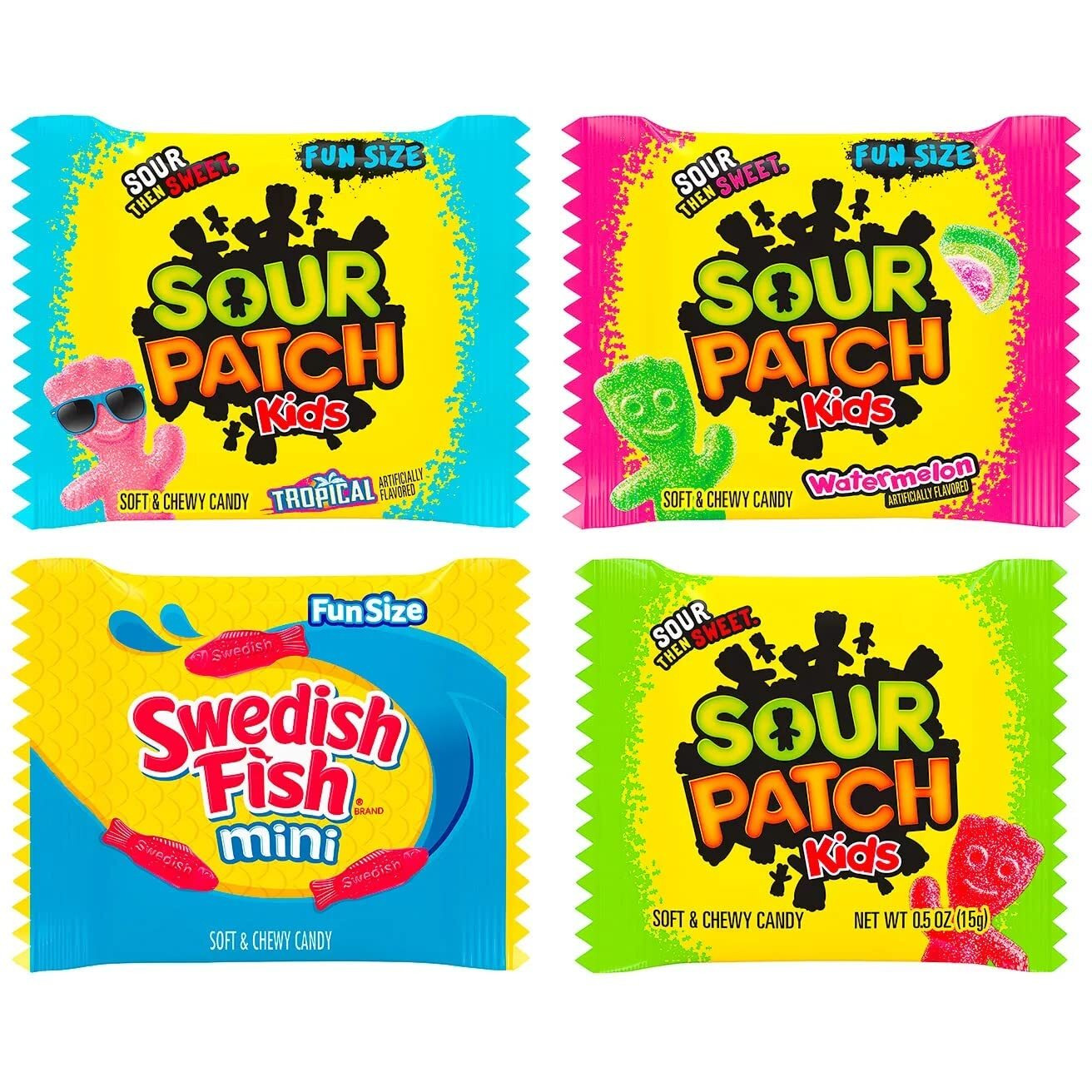Sour Patch Kids And Swedish Fish Mini Soft And Chewy Candy Variety (200 Count)