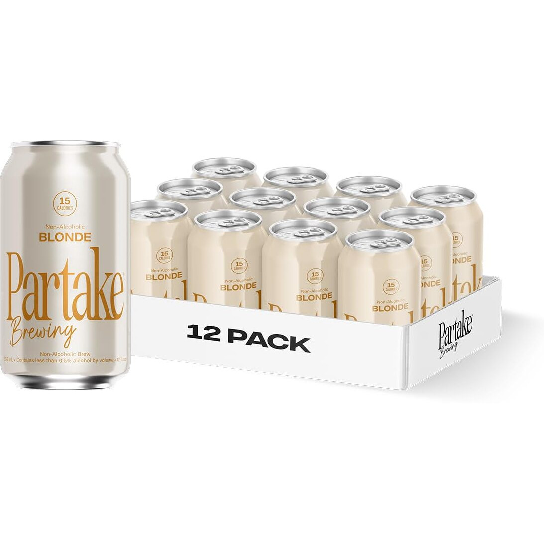 Partake Brewing Non Alcoholic Craft Brew, Blonde, 12 Pack - 12 Ounce Cans, Low Calorie, All Natural Ingredients