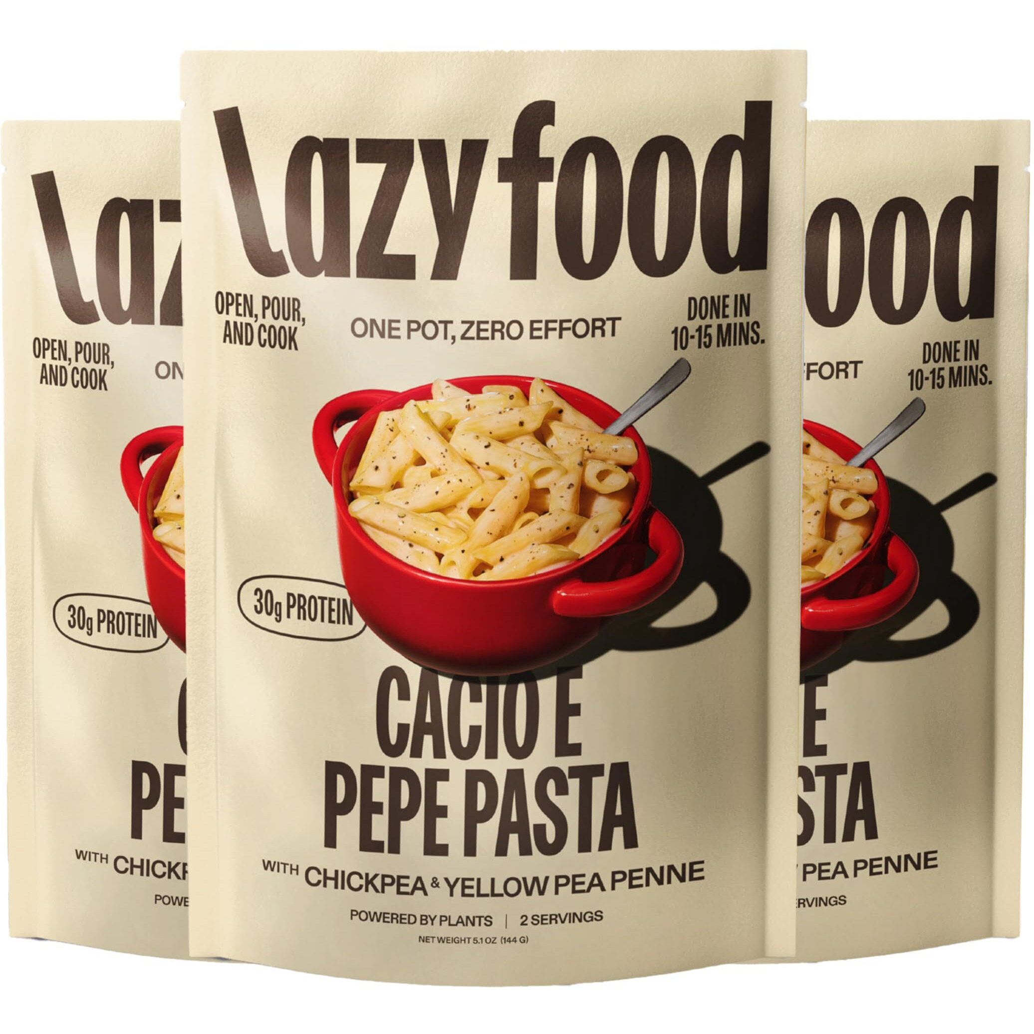 Lazy Food Cacio E Pepe Pasta Meal | Gluten Free Pasta Dinner | Low Carb High Protein Italian One Pot Meal Kit Made With Real Romano Cheese | Chickpea & Yellow Pea Penne - 3 Pack (6 Servings)