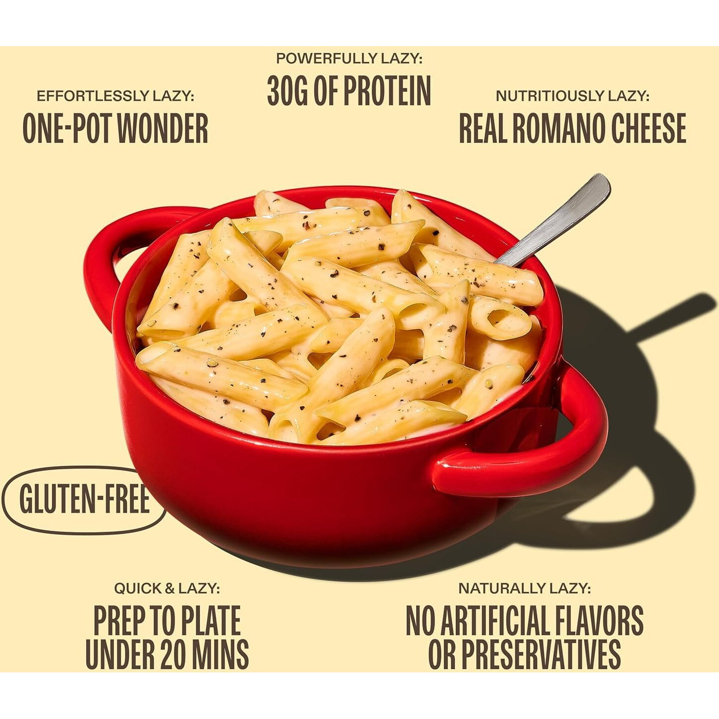 Lazy Food Cacio E Pepe Pasta Meal | Gluten Free Pasta Dinner | Low Carb High Protein Italian One Pot Meal Kit Made With Real Romano Cheese | Chickpea & Yellow Pea Penne - 3 Pack (6 Servings)