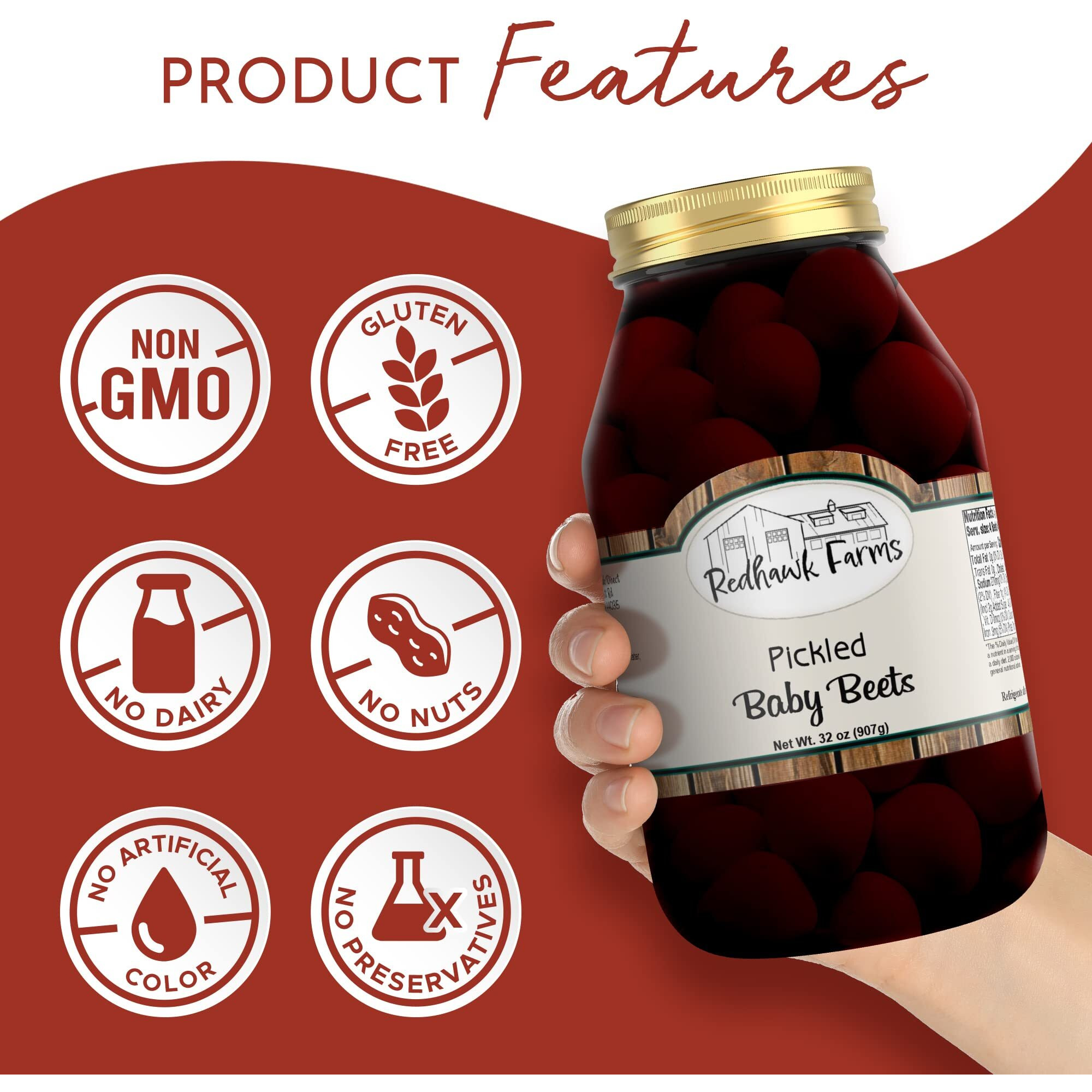 Redhawk Farms Pickled Baby Beets - Made In Amish Country - All Natural