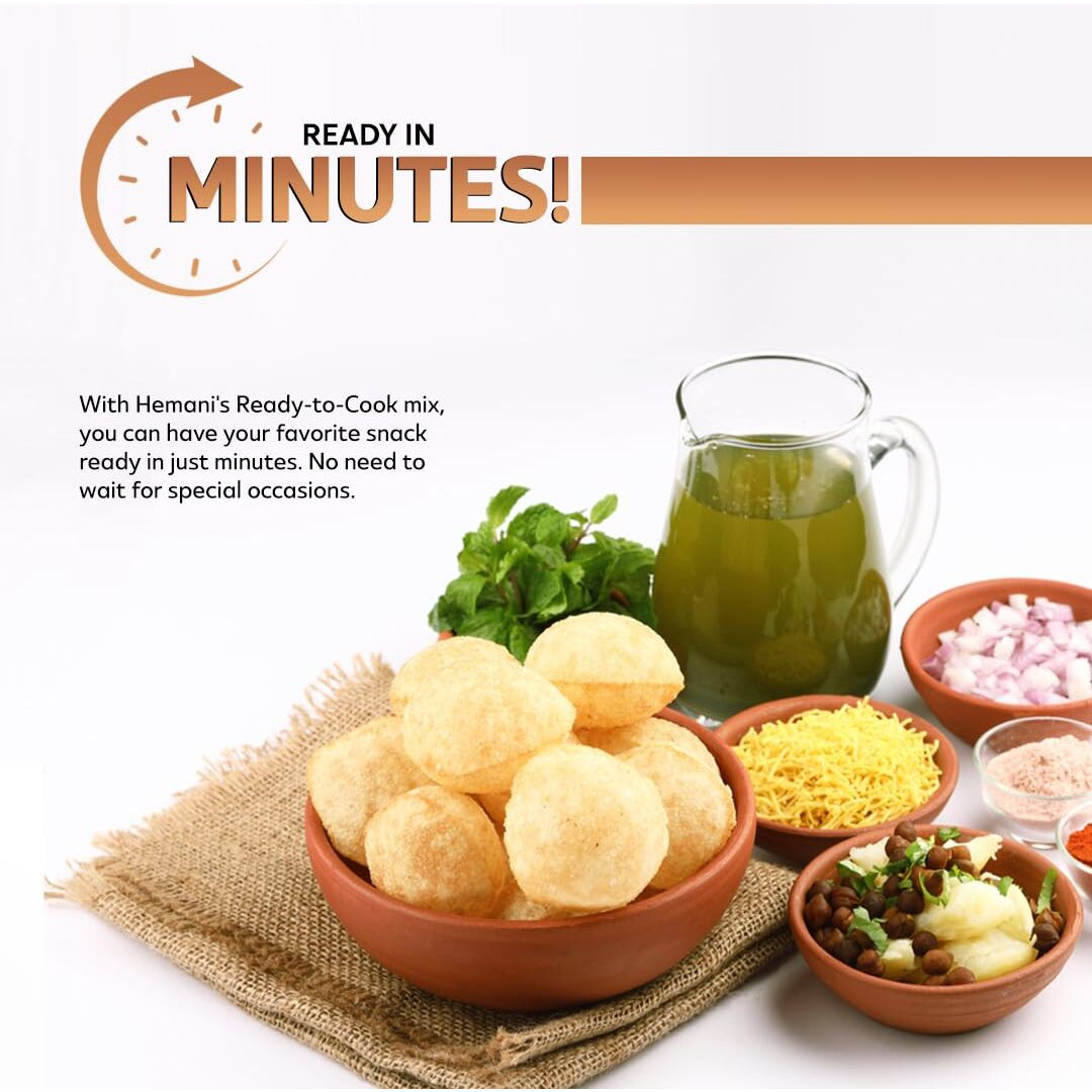 Hemani Pani Puri - Coins - Comes With Masala - Ready To Cook - 400G (14.1 Oz) - All Natural, Vegan & Non-Gmo - Indian Origin