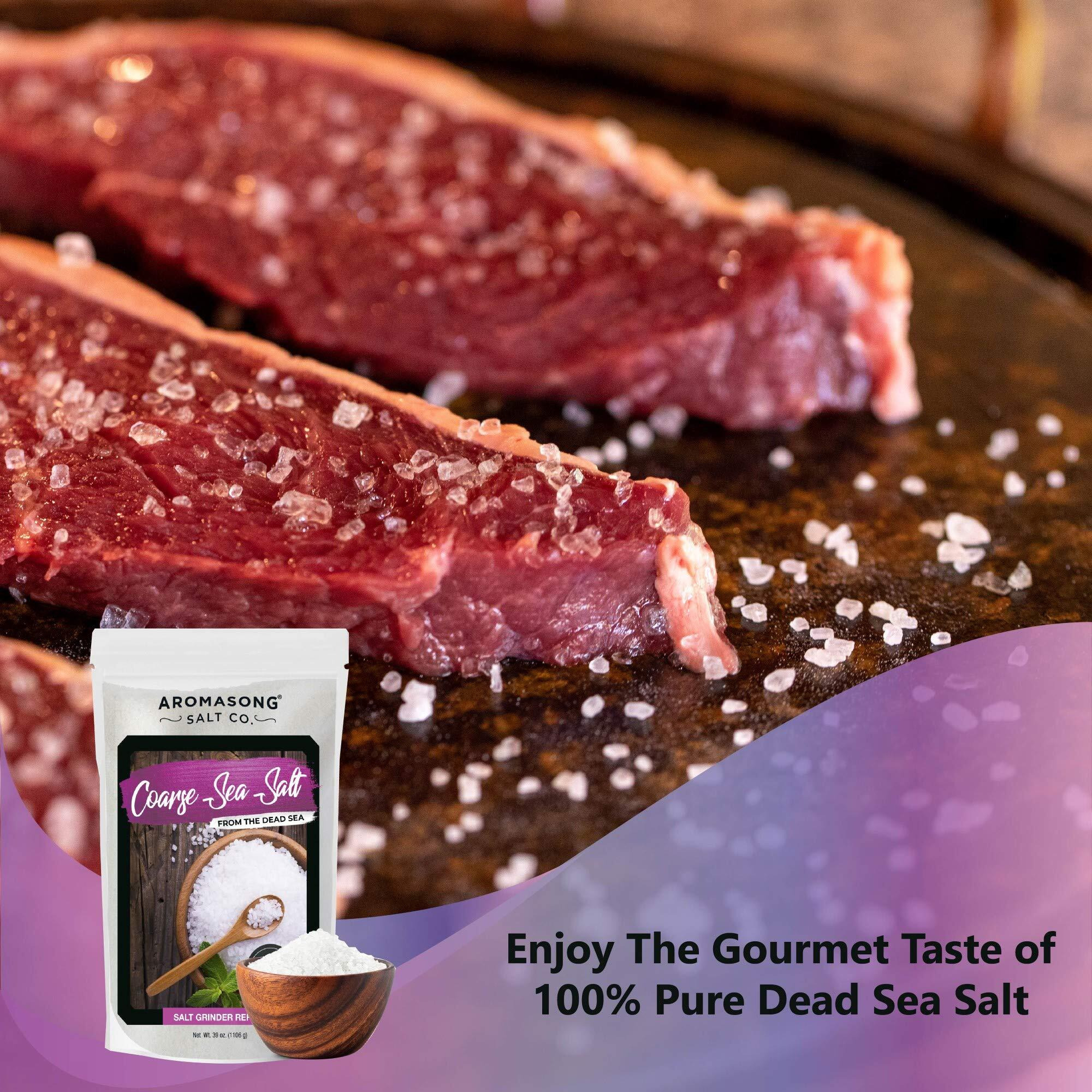 Aromasong 100% Natural Sea Salt Bulk Food Grade 19 Lb, Coarse Grain, Large Resealable Bag, Pure Dead Sea Salt, Gluten Free Unrefined Sea Salt, Grinder Refill For Daily Cooking, Canning & Pickling.