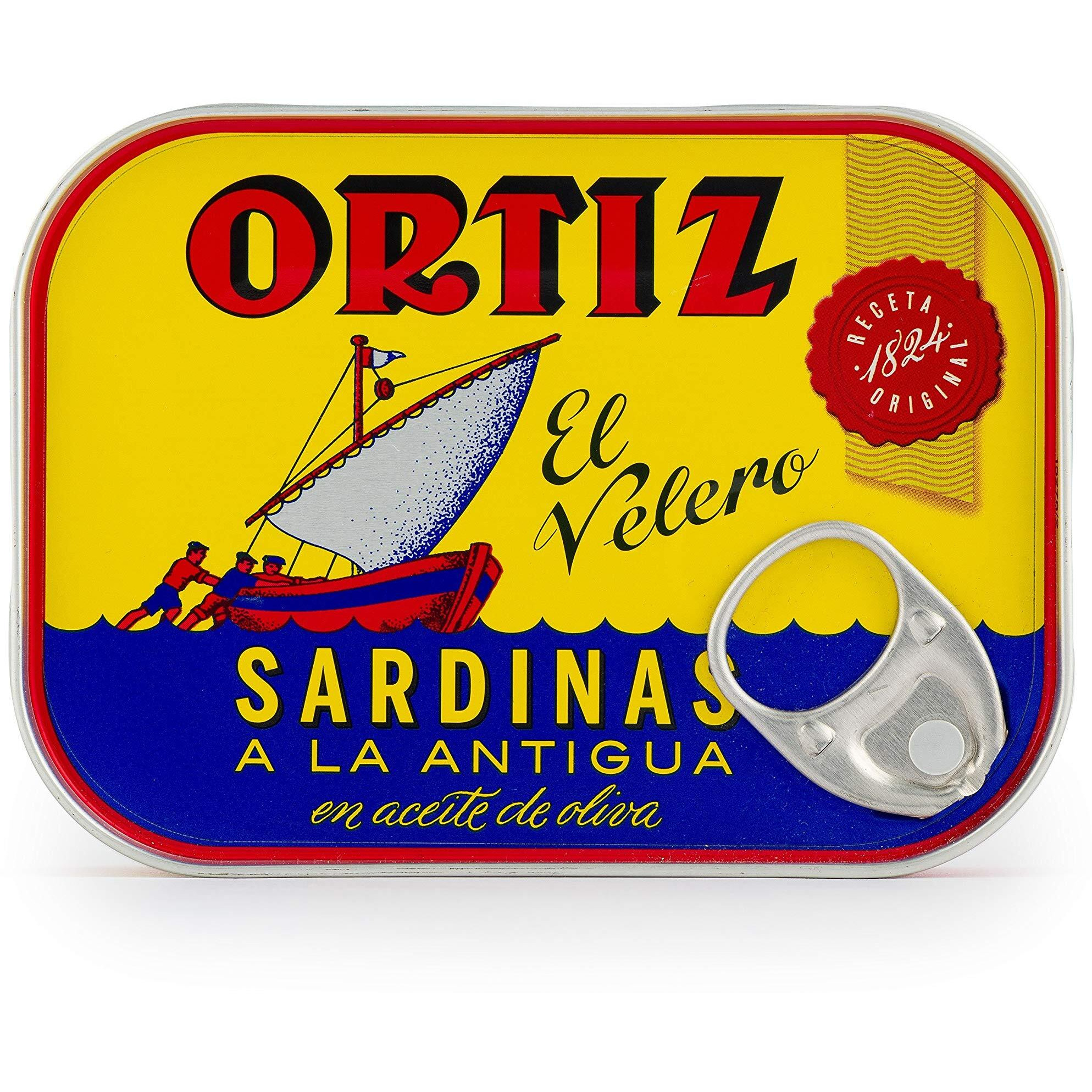 Ortiz Sardines A La Antiqua 'Old Style', Moist And Tender, Wild Caught In Spain And Hand-Packed In Premium Extra Virgin Olive Oil, Enjoy In Salads, Sandwiches And On Toast, 4.9Oz Can (Pack Of 4)