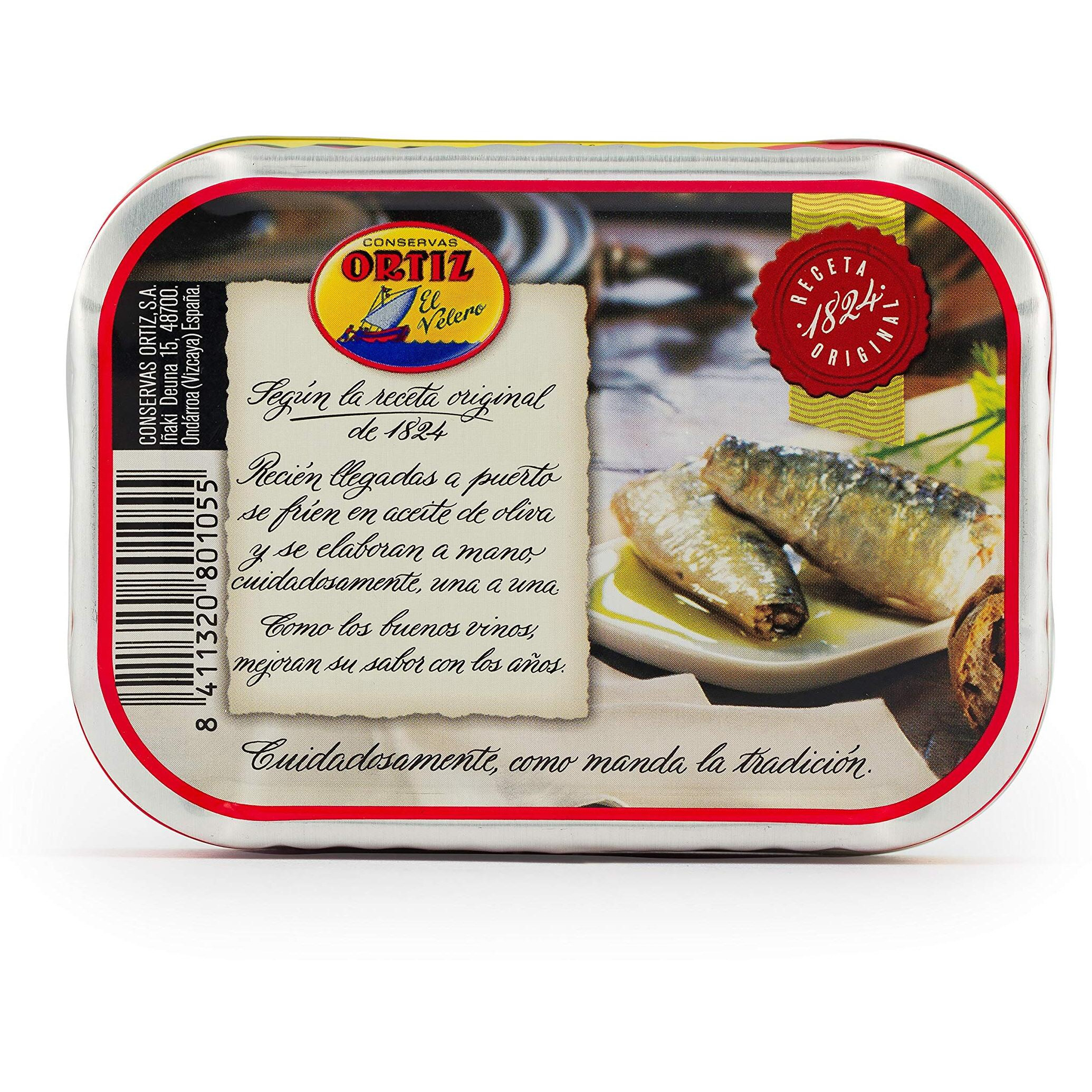 Ortiz Sardines A La Antiqua 'Old Style', Moist And Tender, Wild Caught In Spain And Hand-Packed In Premium Extra Virgin Olive Oil, Enjoy In Salads, Sandwiches And On Toast, 4.9Oz Can (Pack Of 4)