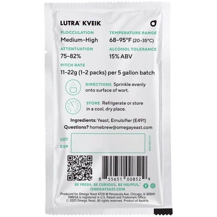 Omega Yeast Labs Lutra Kveik Dry Yeast 11G