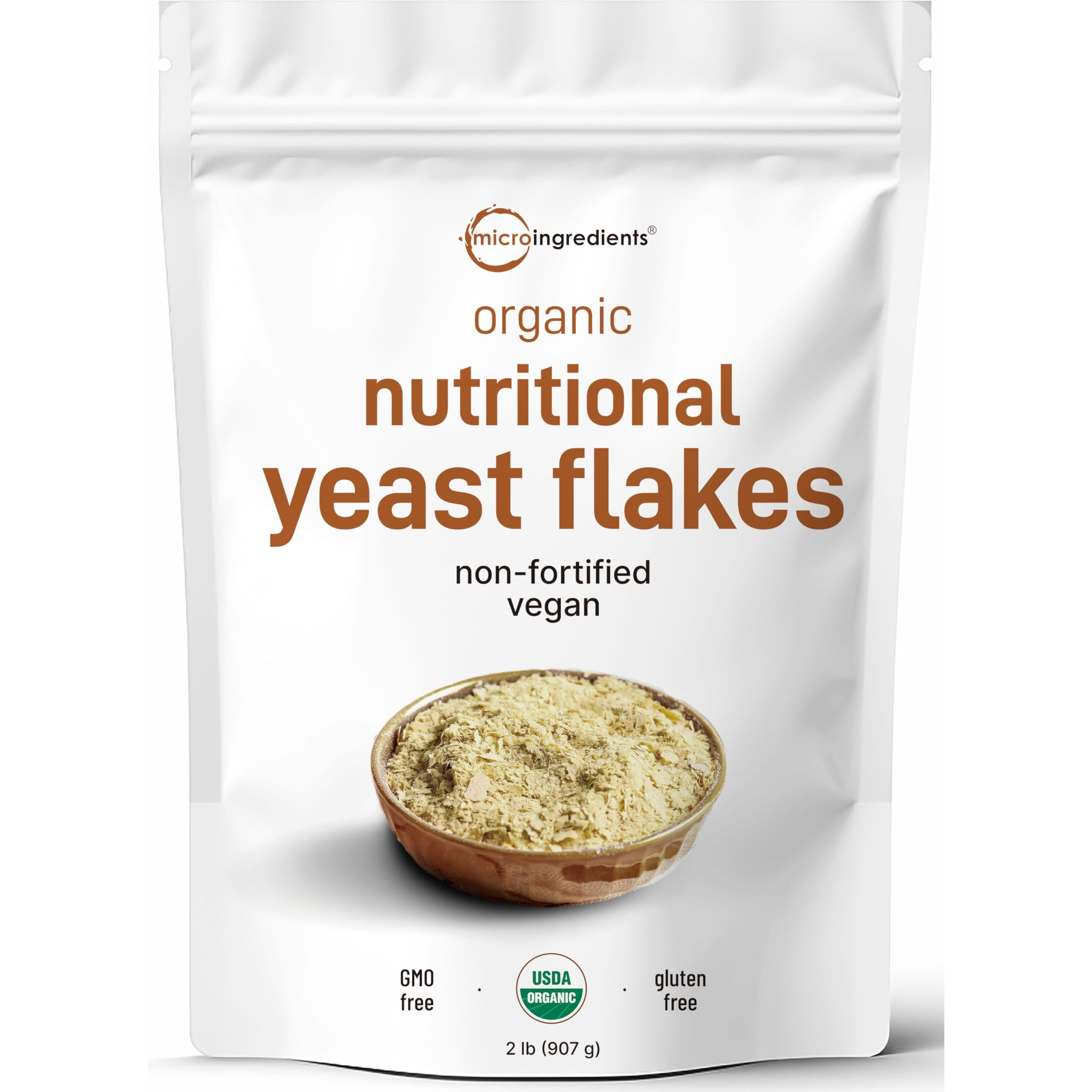 Organic Non-Fortified Nutritional Yeast Flakes, 2 Pounds (32Oz) | Rich In Vegan Protein, B Vitamins & Beta-Glucans | Keto Friendly, Dairy Free Cheese Substitute, Non-Gmo, Gluten Free