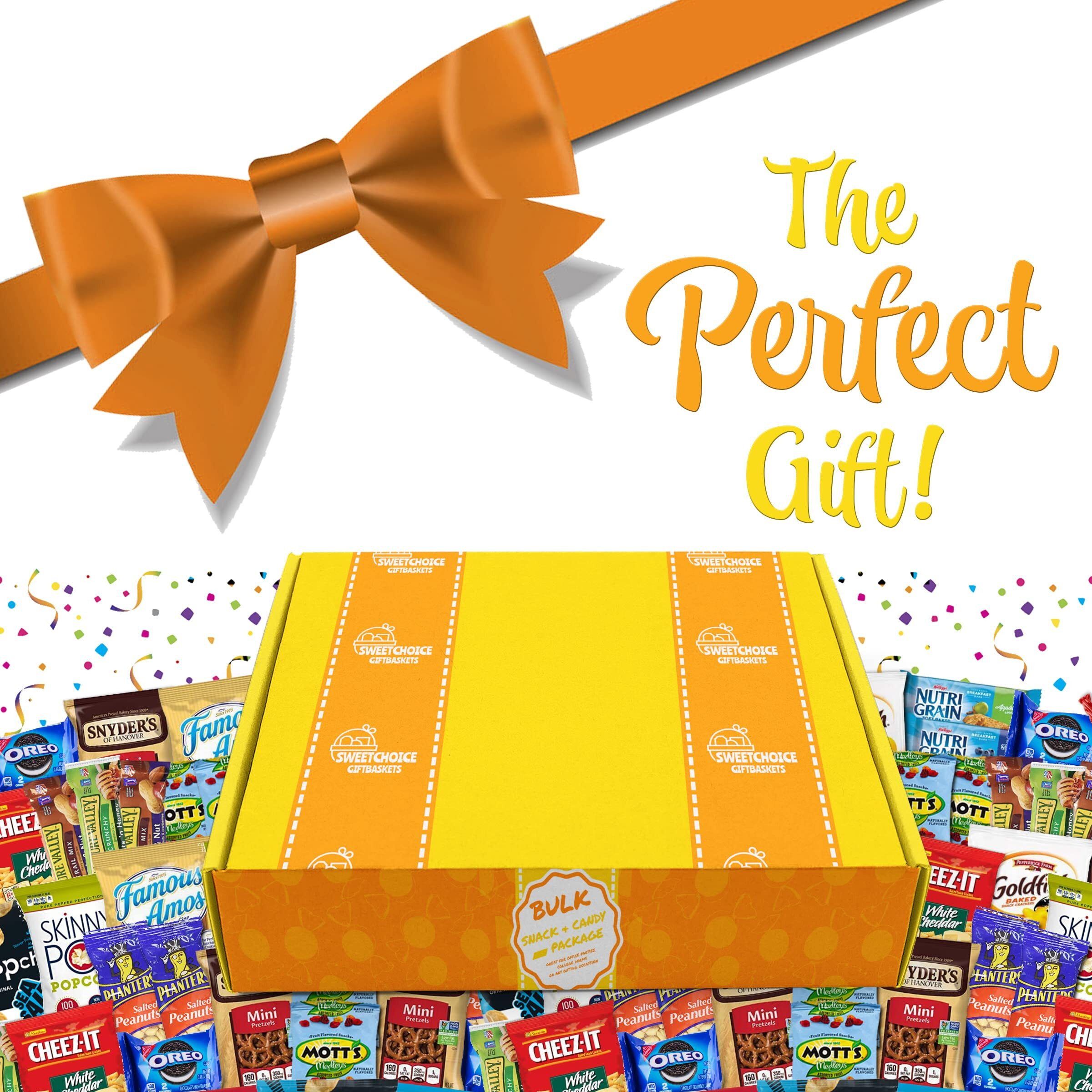 Snack Box Care Package (120 Count) Variety Snacks Easter Candy Gift Box - College Students,Back To School Military, Work Or Home - Chips Cookies & Candy Sweet Choice