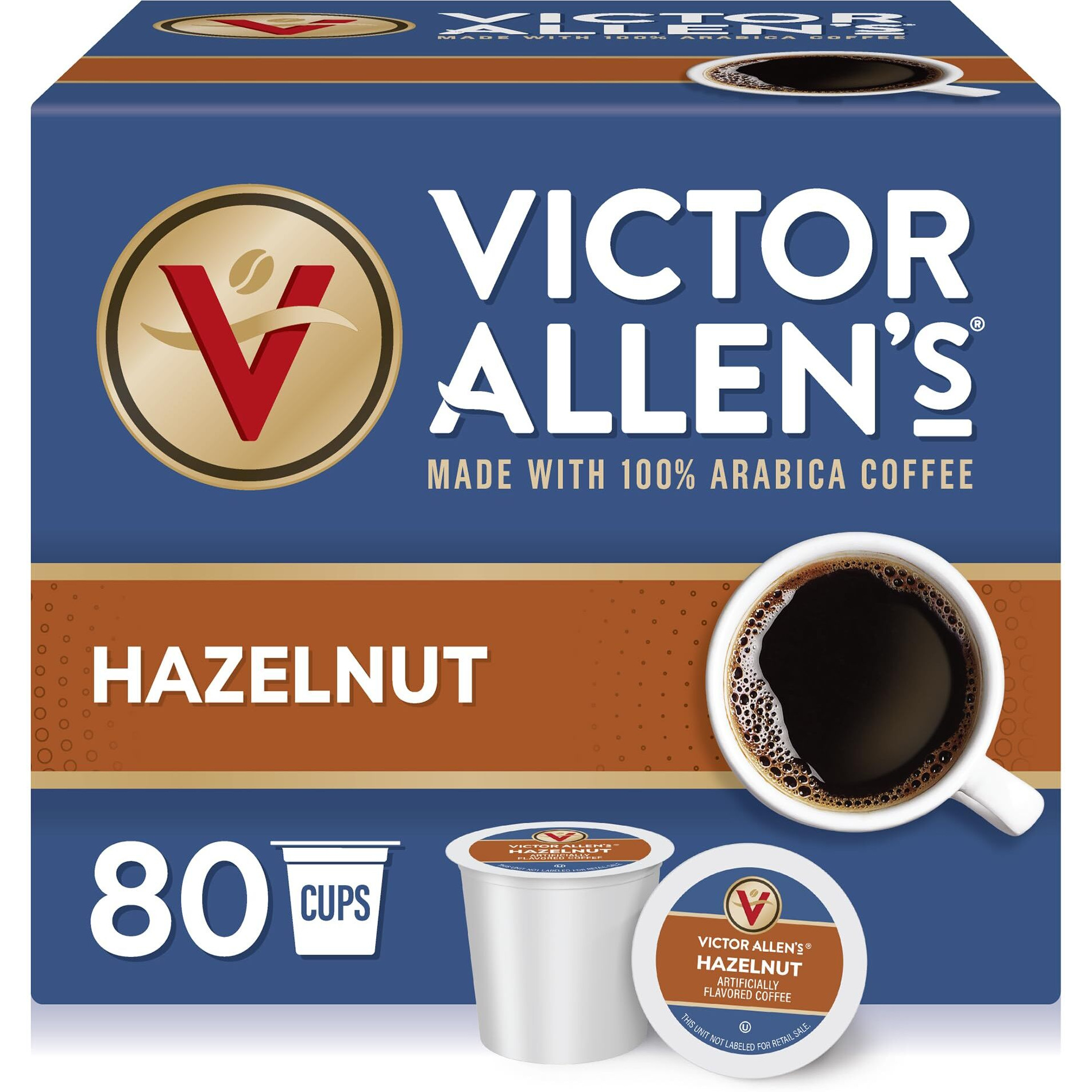 Victor Allen's Coffee Hazelnut Flavored, Medium Roast, 80 Count, Single Serve Coffee Pods For Keurig K-Cup Brewers