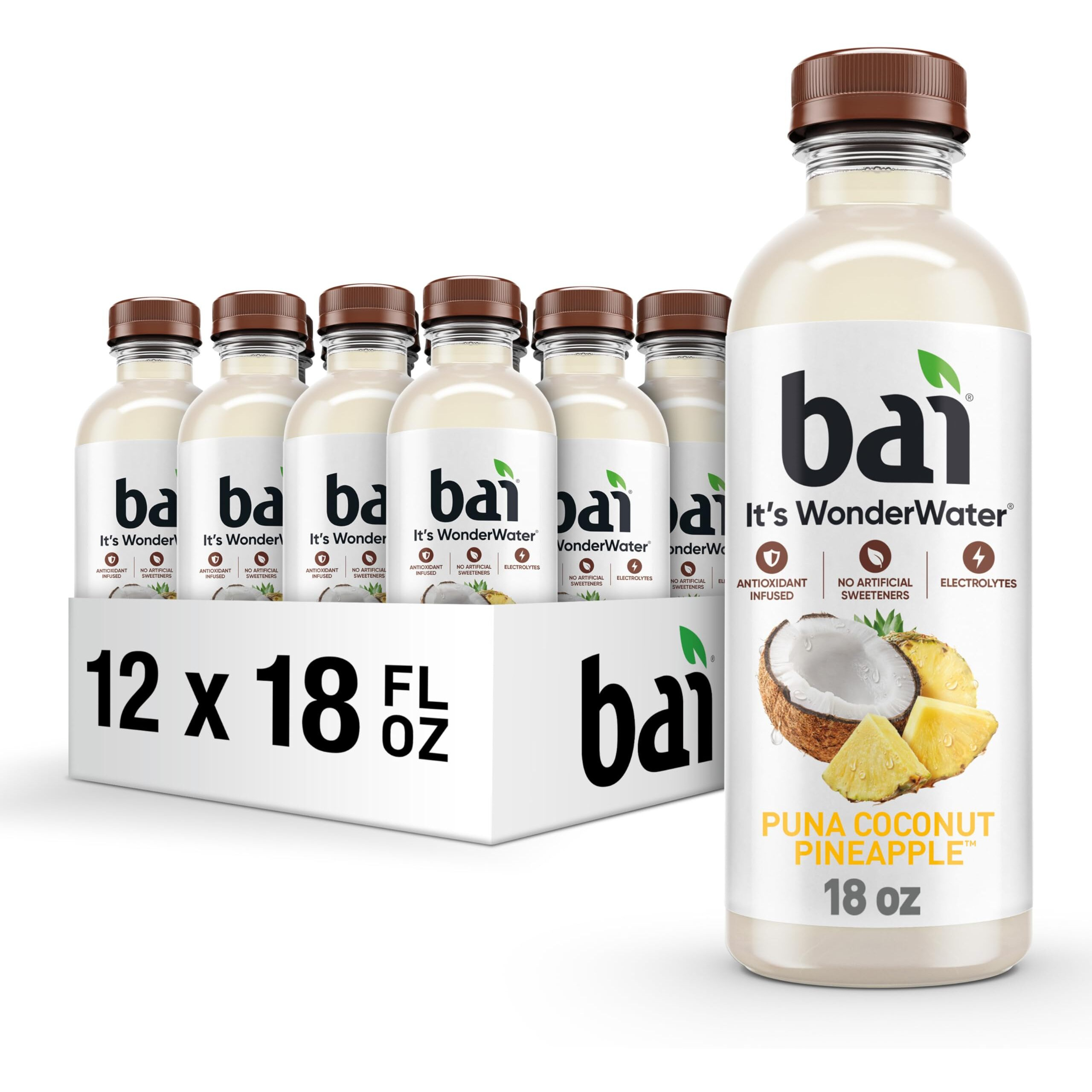 Bai Antioxidant Infused Water Beverage, Puna Coconut Pineapple, With Vitamin C And No Artificial Sweeteners, 18 Fluid Ounce Bottle, 12 Pack