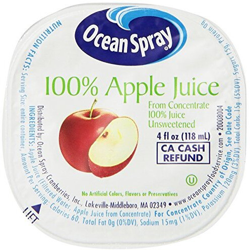 Ocean Spray 100% Apple Juice Cups, 4 Ounce (Pack Of 48)