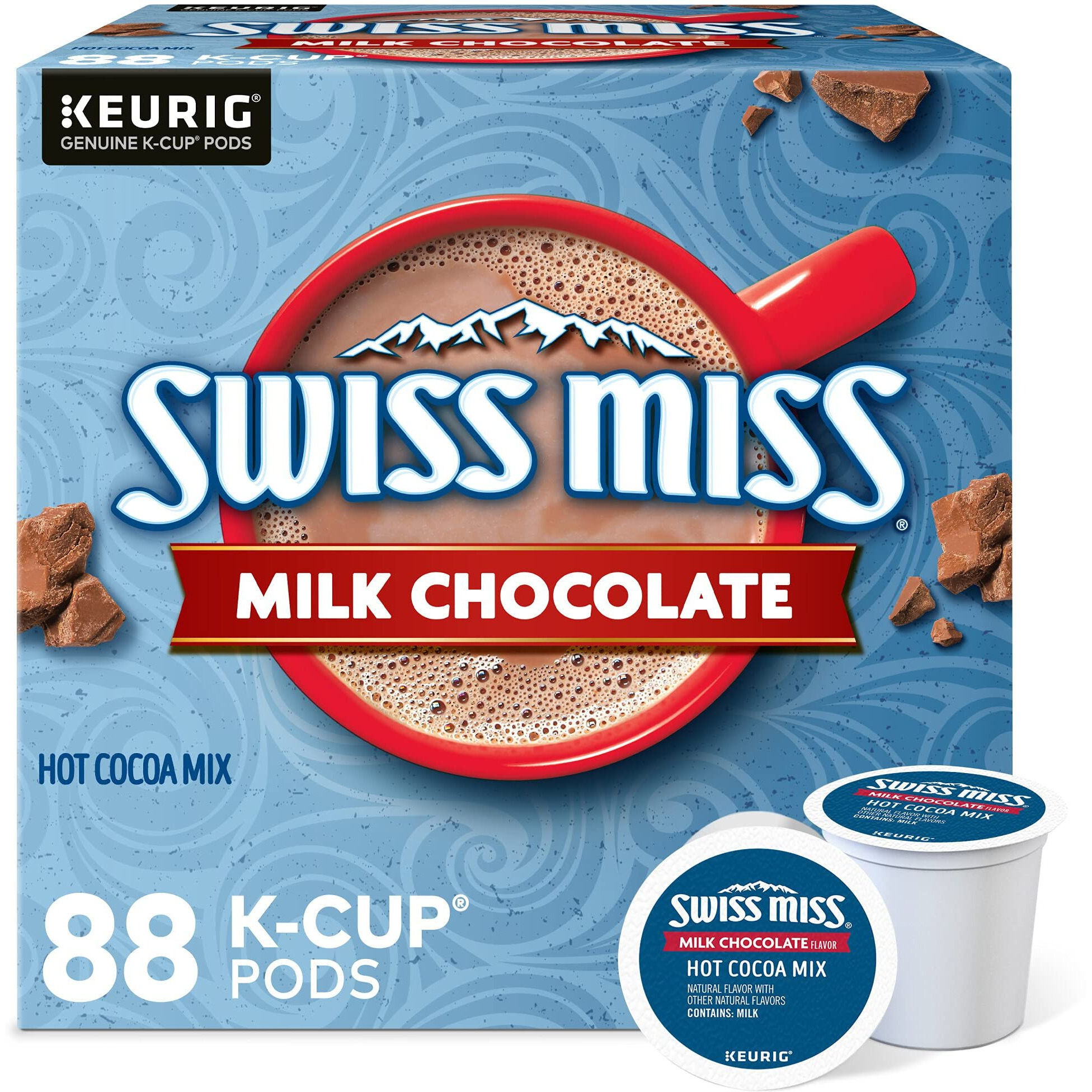 Swiss Miss Milk Chocolate Hot Cocoa, Keurig Single-Serve K-Cup Pods, 88 Count (4 Packs Of 22)