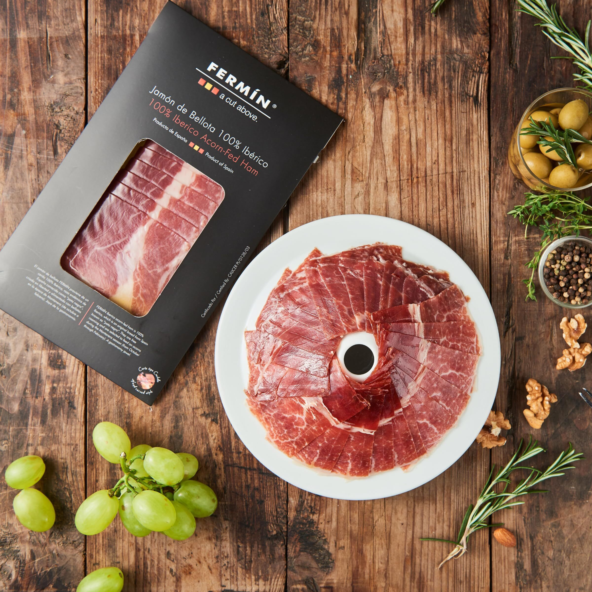 Iberico De Bellota Ham Sliced By Hand (2 Oz). Gluten Free By Fermin