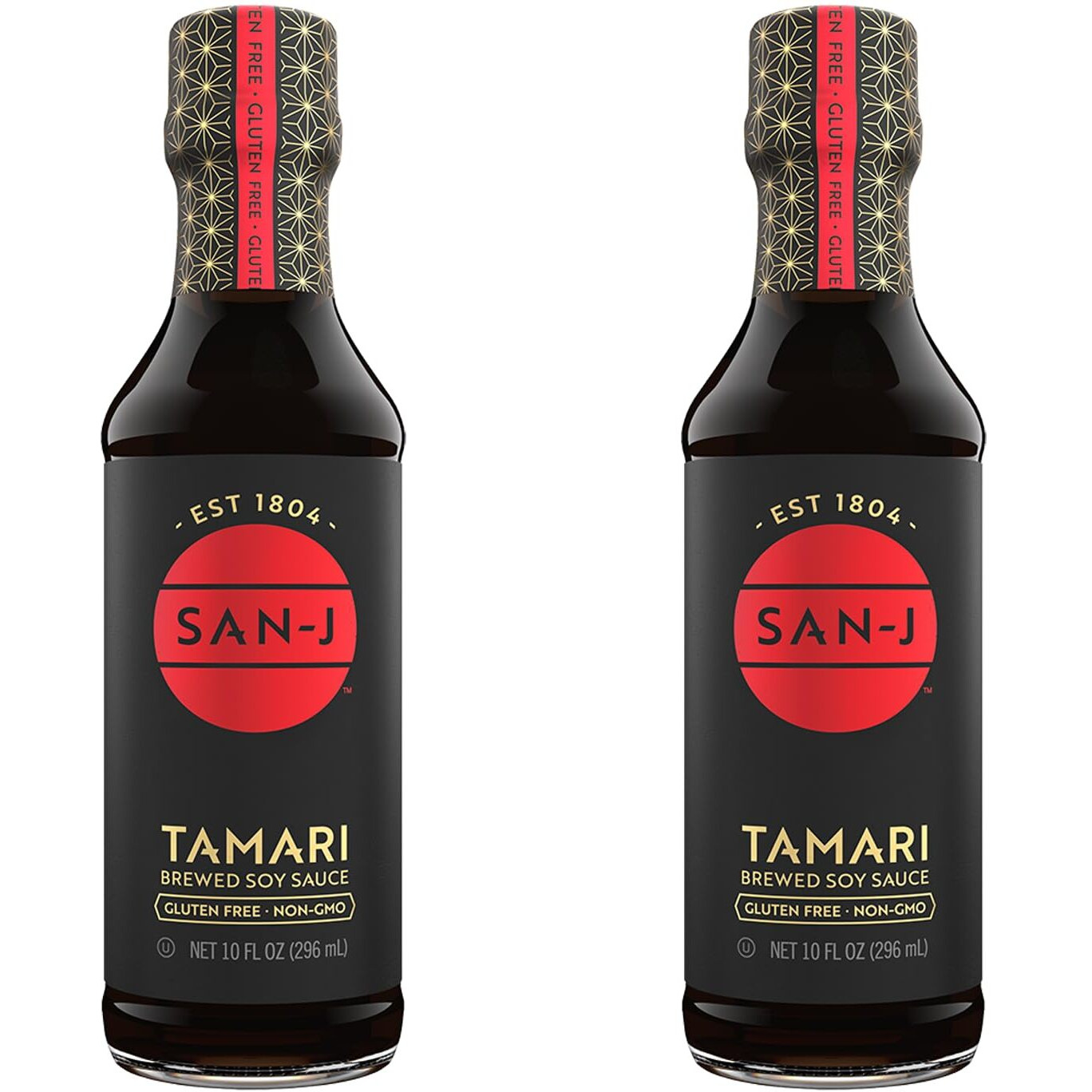 San-J - Gluten Free Tamari Soy Sauce - Specially Brewed - Made With 100% Soy - 10 Oz. Bottles - 2 Pack