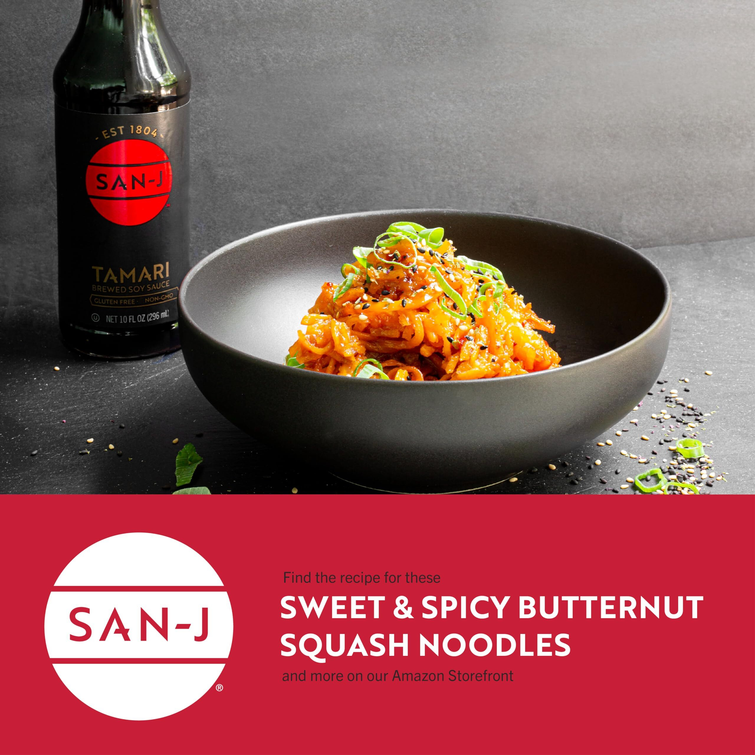 San-J - Gluten Free Tamari Soy Sauce - Specially Brewed - Made With 100% Soy - 10 Oz. Bottles - 2 Pack
