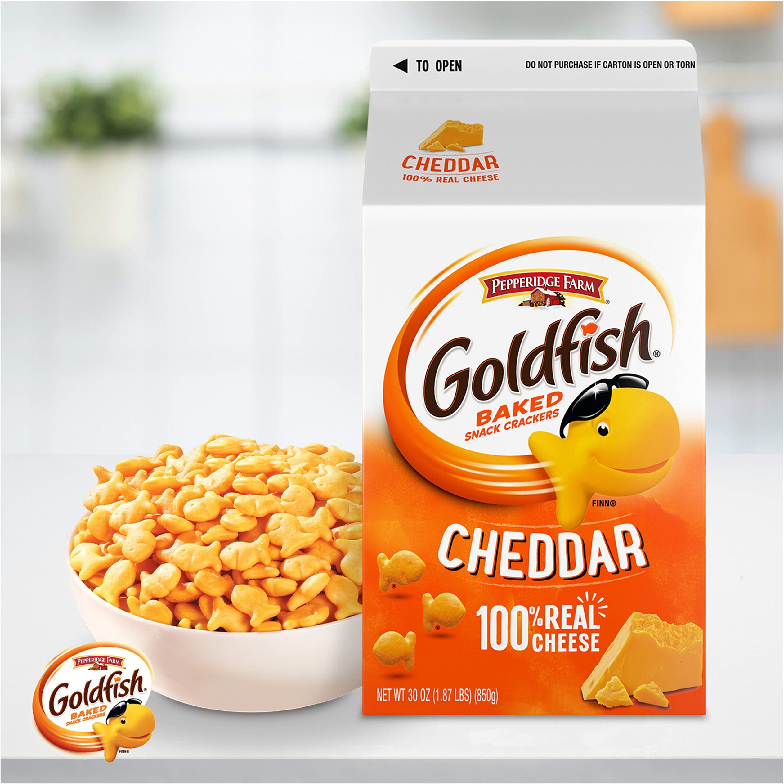 Goldfish Cheddar Crackers, Snack Crackers, 30 Oz Carton, 2 Ct Box