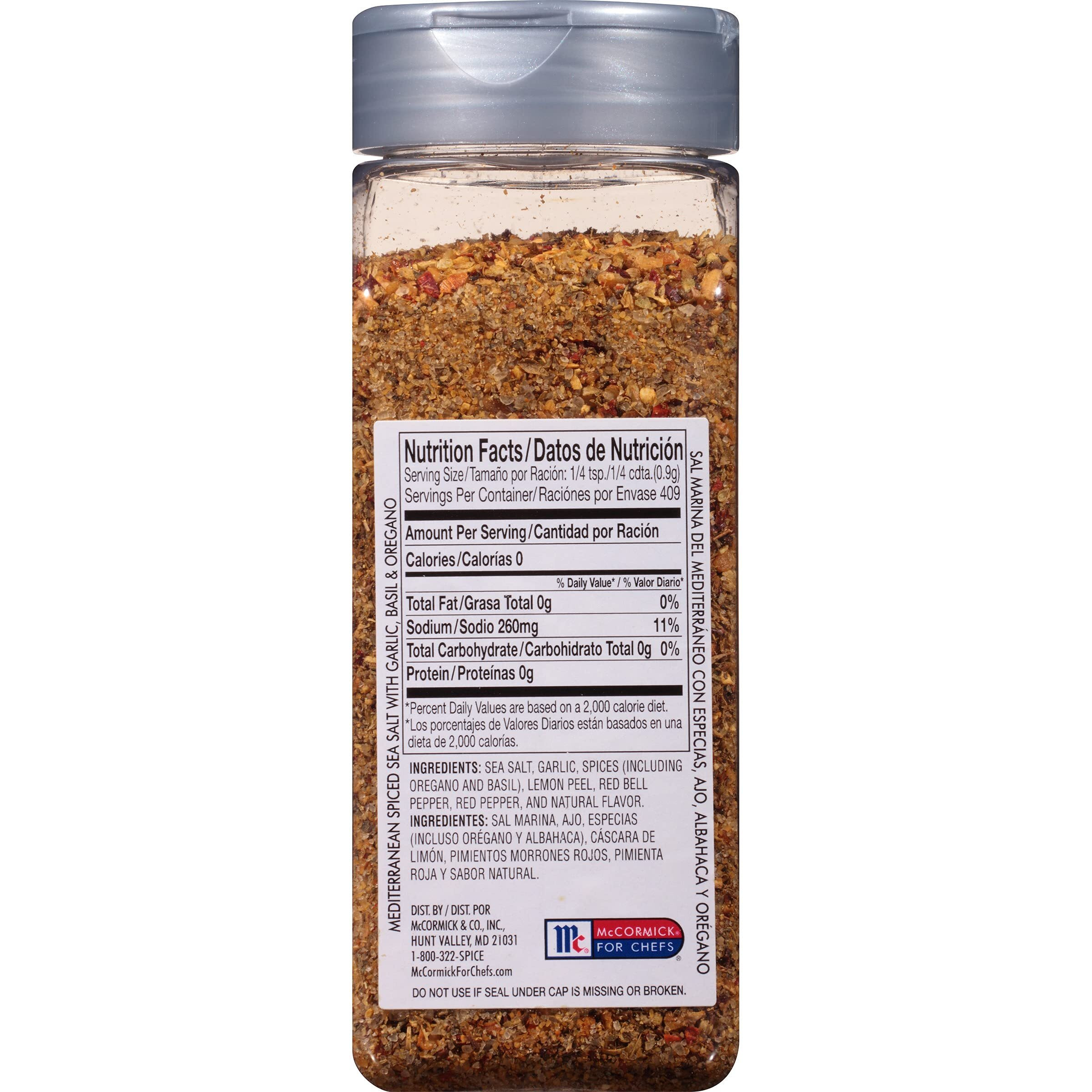 Mccormick Culinary Mediterranean Spiced Sea Salt, 13 Oz - One 13 Ounce Container Of Mediterranean Spiced Sea Salt With Garlic, Basil, And Oregano Perfect For Soups, Salads, And More
