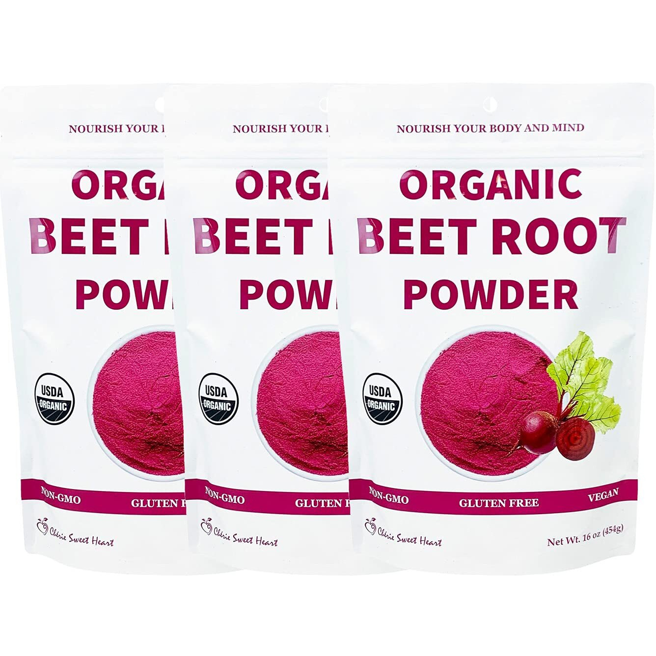 Ch  Rie Sweet Heart Organic Beet Root Powder (3 Lb), Raw & Non-Gmo