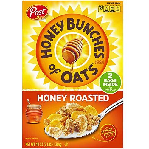 Honey Bunches Of Oats Honey Roasted, Heart Healthy, Low Fat, Made With Whole Grain Cereal, Pack Of 4