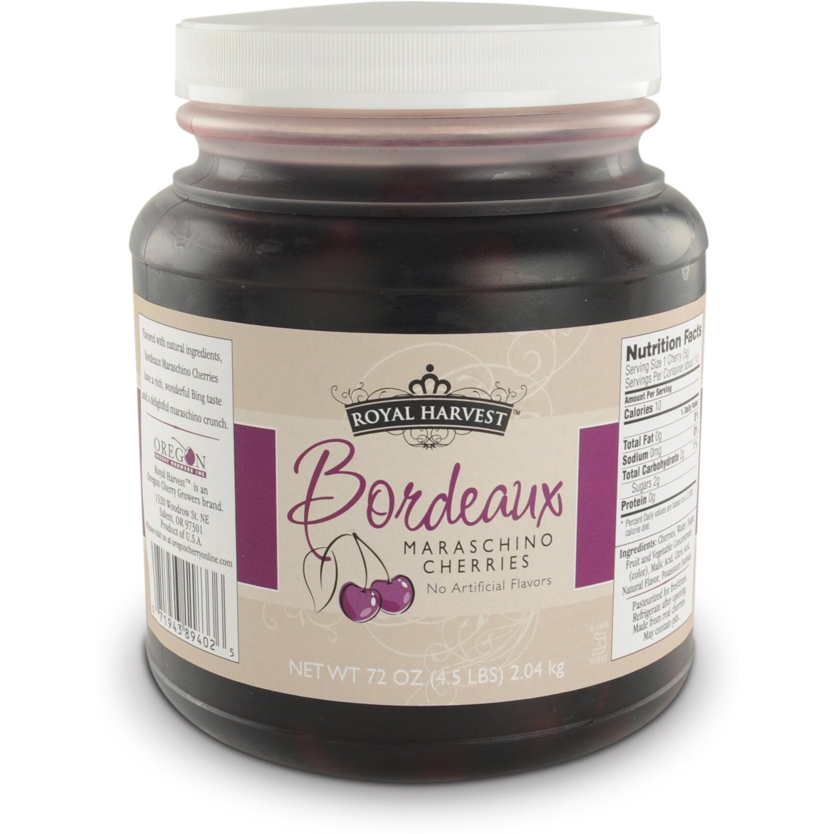 Royal Harvest Bordeaux Maraschino Cherries With Stems, 72 Ounce