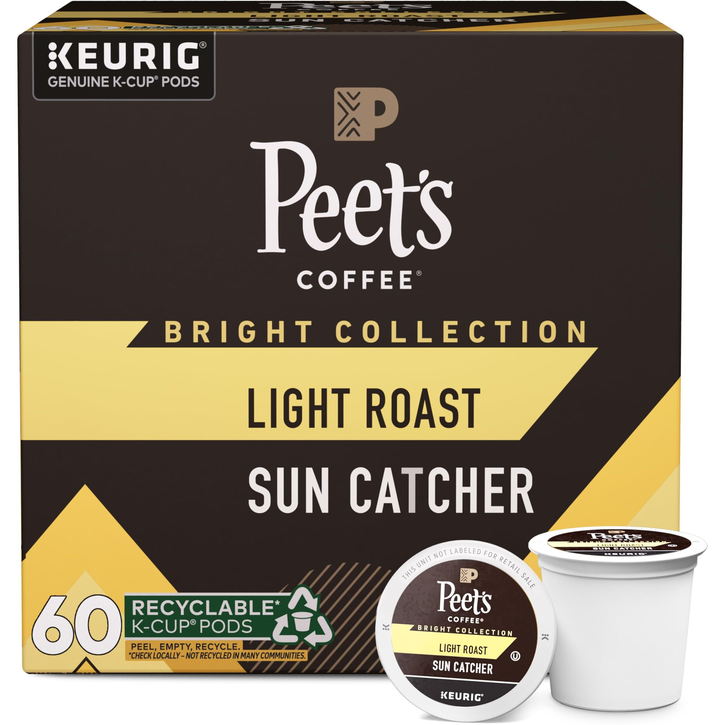 Peet's Coffee, Light Roast K-Cup Coffee Pods For Keurig Coffee Machines - Sun Catcher, 60 Count (6 Boxes Of 10 K-Cup Pods)