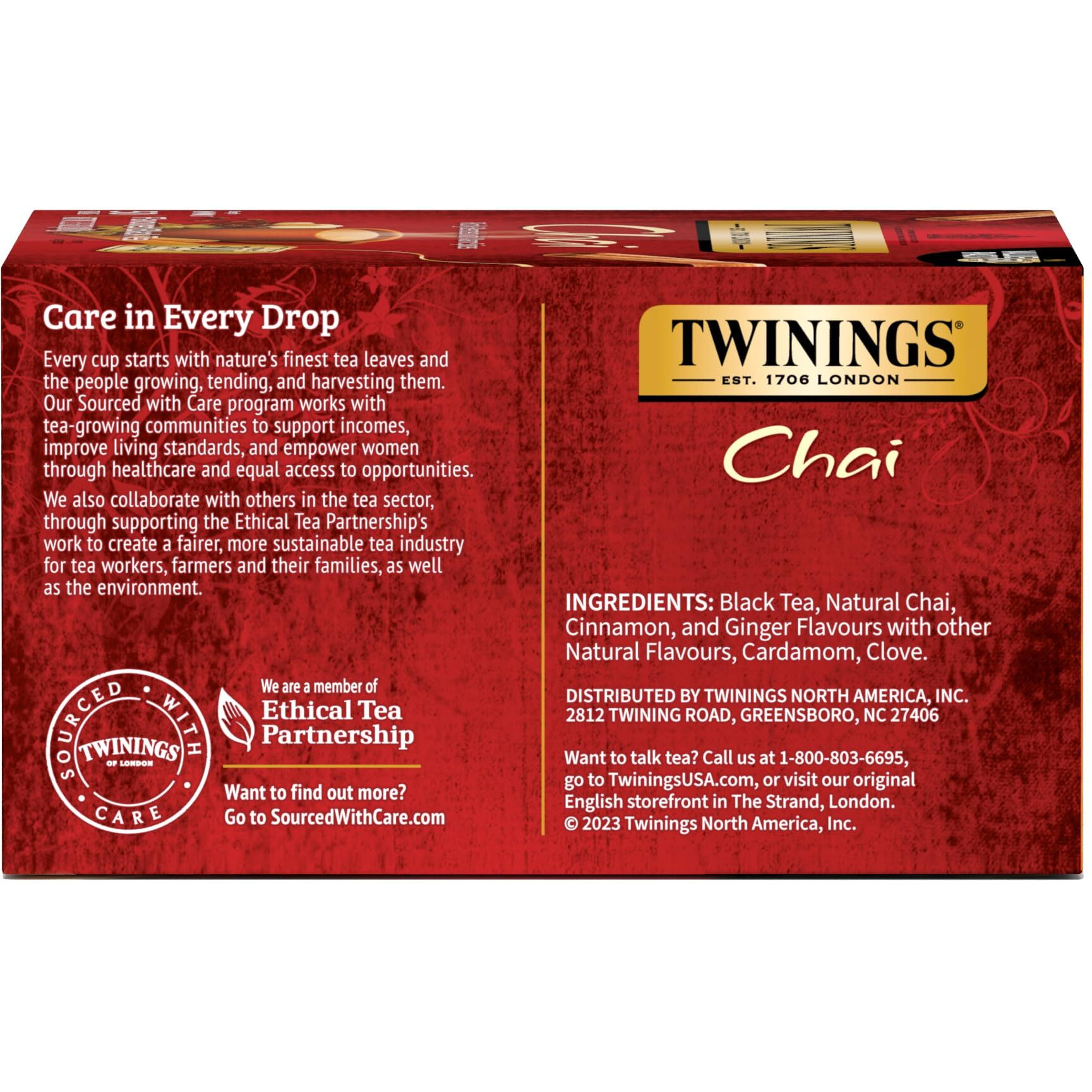 Twinings New Chai Black Tea Individually Wrapped Bags, 50 Count (Pack Of 6), Sweet, Savoury Spices, Caffeinated, Enjoy Hot Or Iced | Packaging May Vary