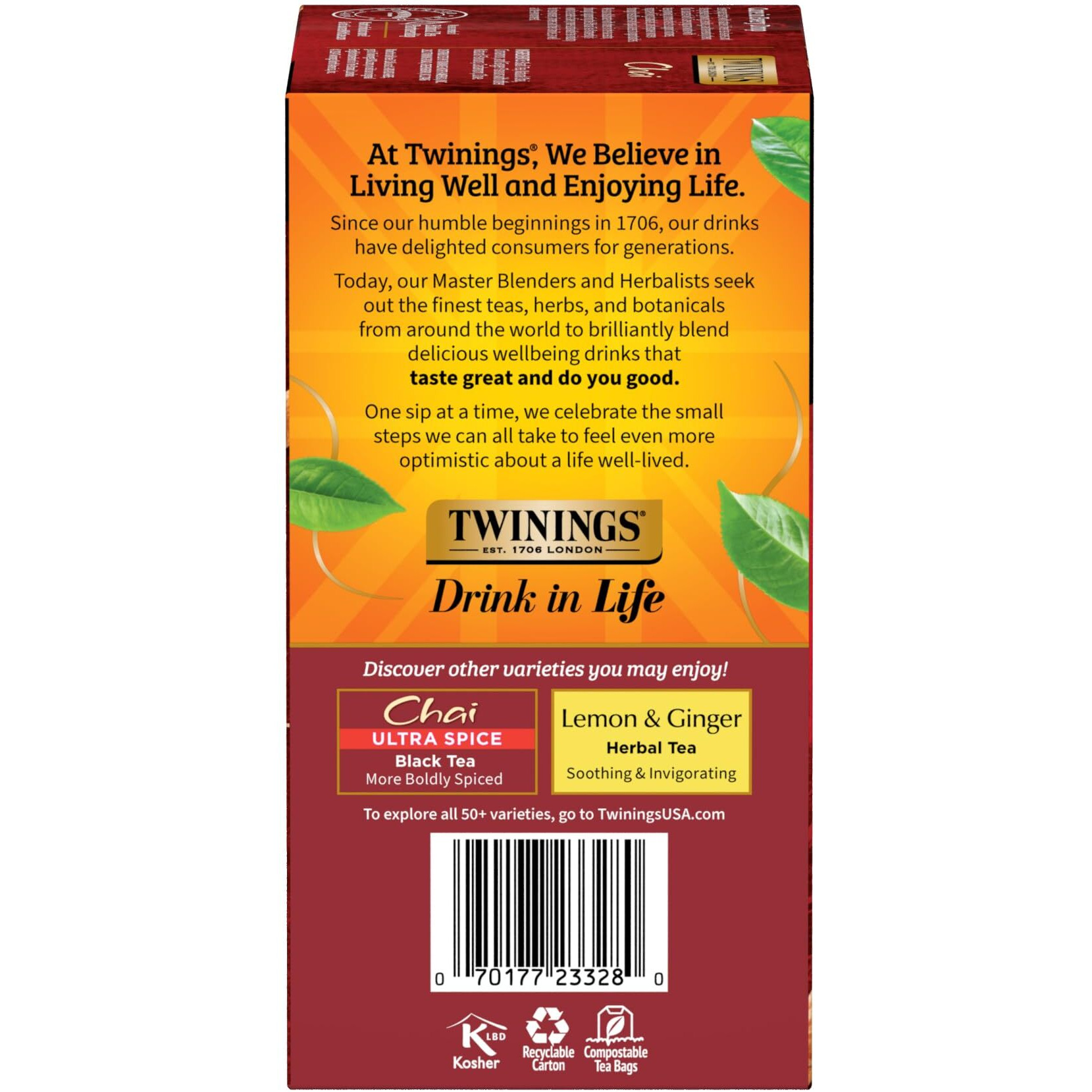 Twinings New Chai Black Tea Individually Wrapped Bags, 50 Count (Pack Of 6), Sweet, Savoury Spices, Caffeinated, Enjoy Hot Or Iced | Packaging May Vary