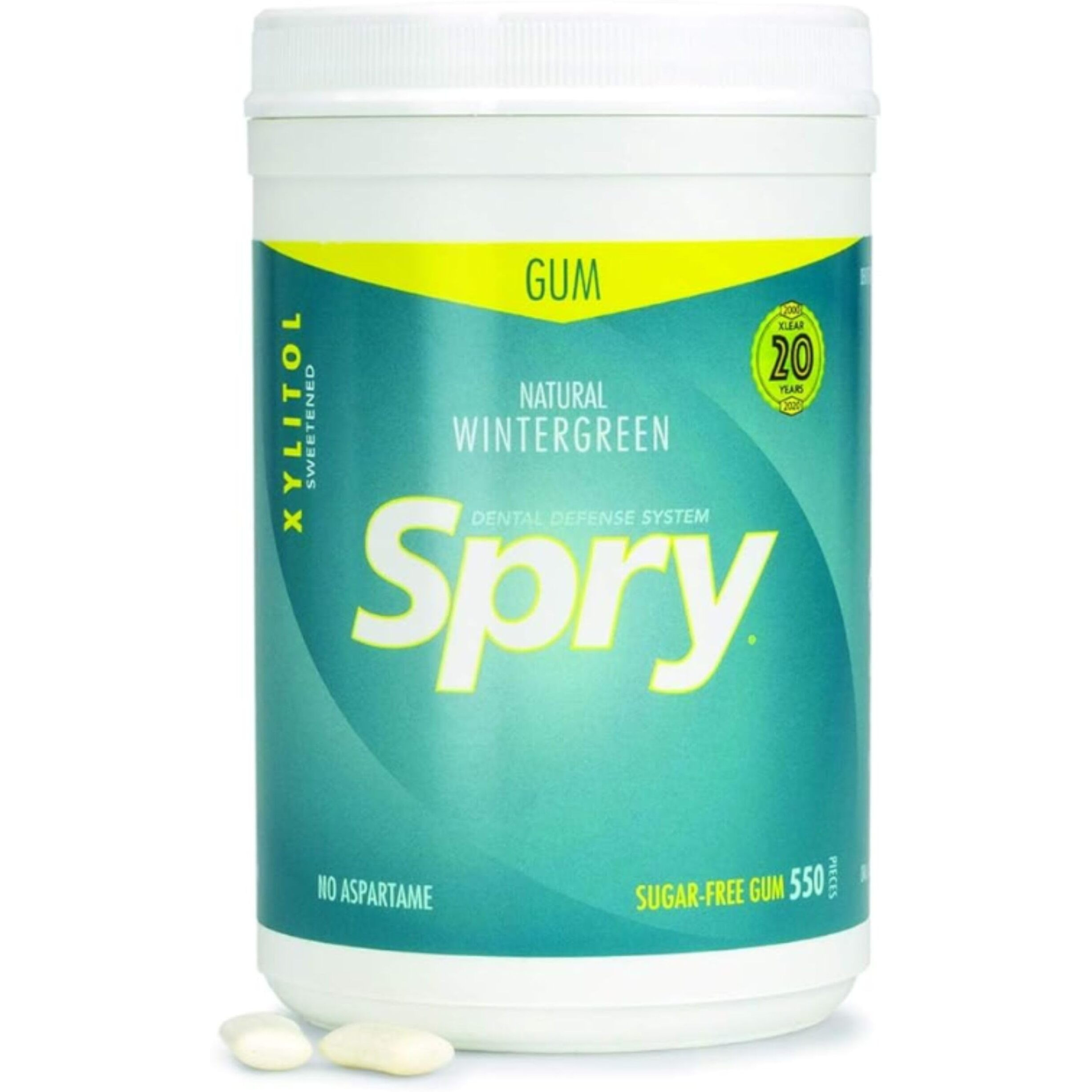 Spry Fresh Natural Xylitol Chewing Gum Dental Defense System Aspartame-Free Sugar Free Gum (Wintergreen, 550 Count - Pack Of 1)