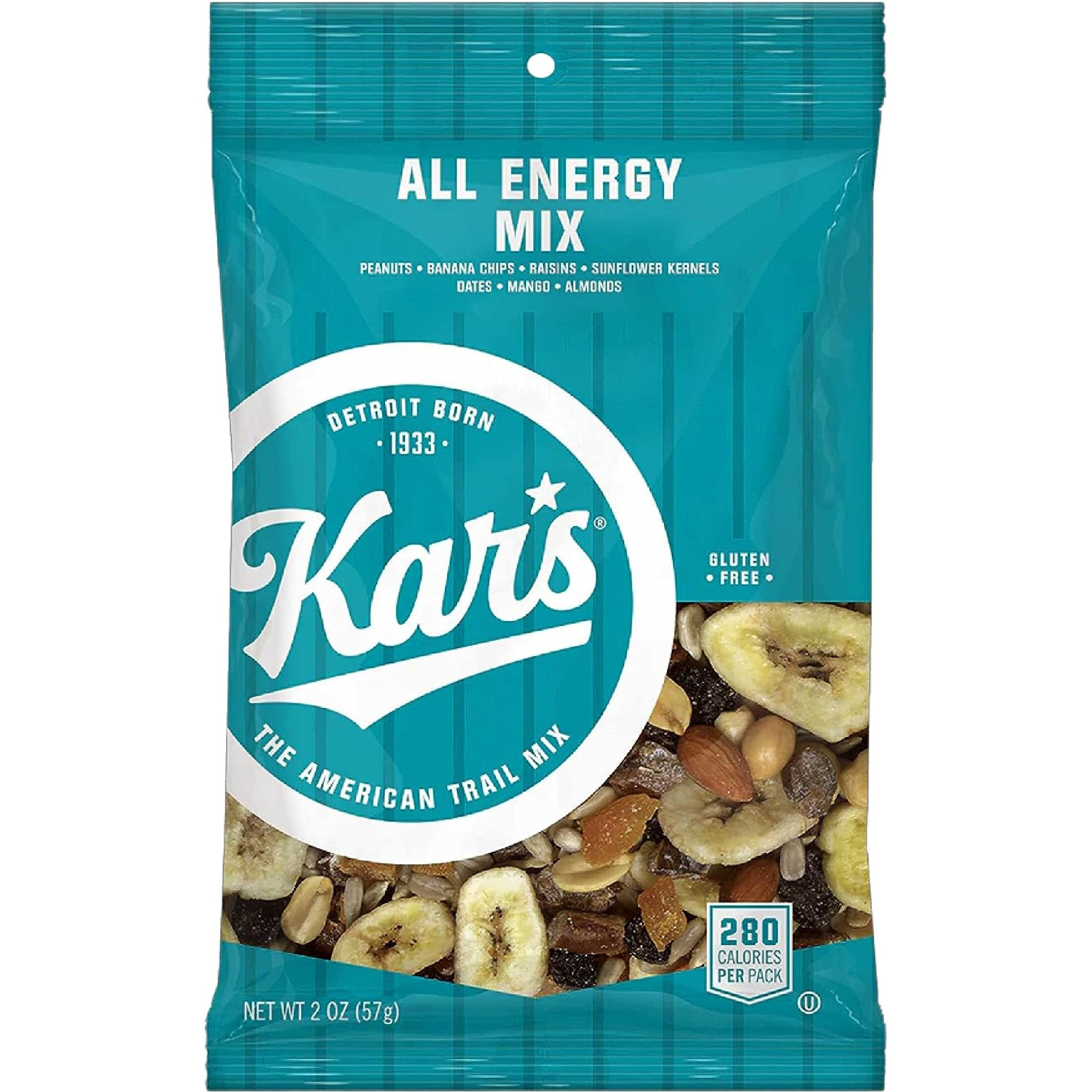 Kars Nuts All Energy Unsalted Trail Mix, 2 Oz Individual Snack Packs - Bulk Pack Of 48, Gluten-Free Snack Mix