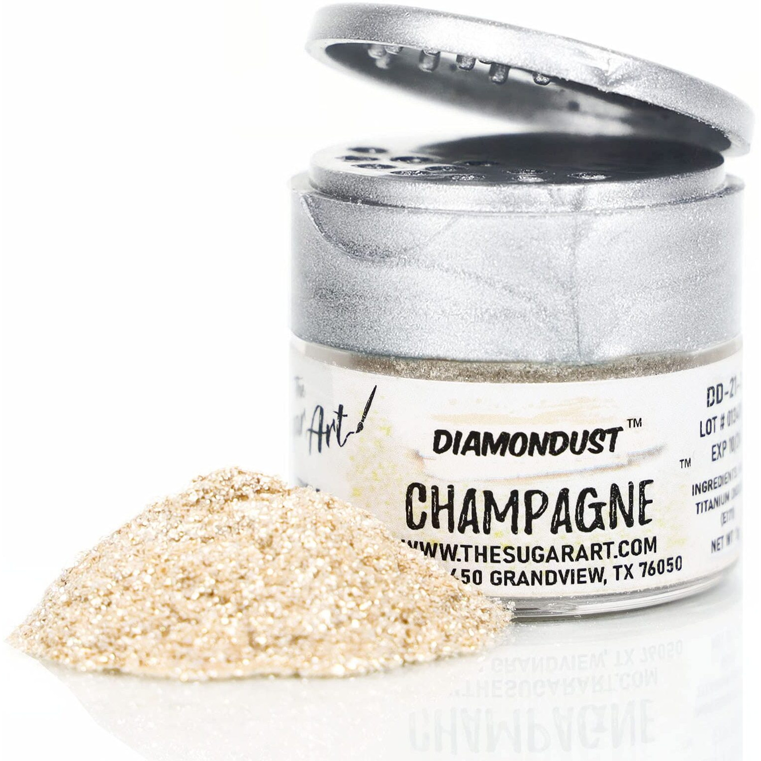 Champagne Edible Glitter For Drinks, Cocktails, Cake Decorating, Strawberries, Chocolates & More | No Taste | 4G | 100% Food-Safe | Kosher, Vegan, Gluten & Nut Free | Diamondust By The Sugar Art